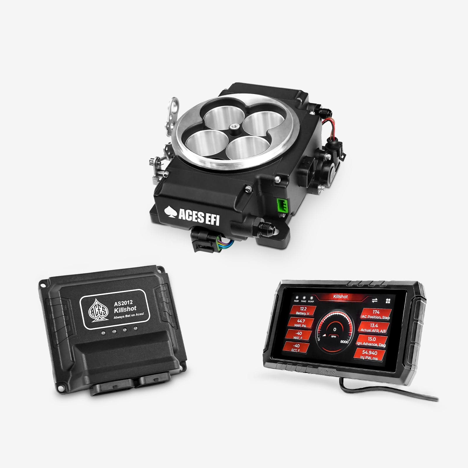 Aces Fuel Injection EFI System Black / No Trans Control Killshot II 4-bbl EFI System
