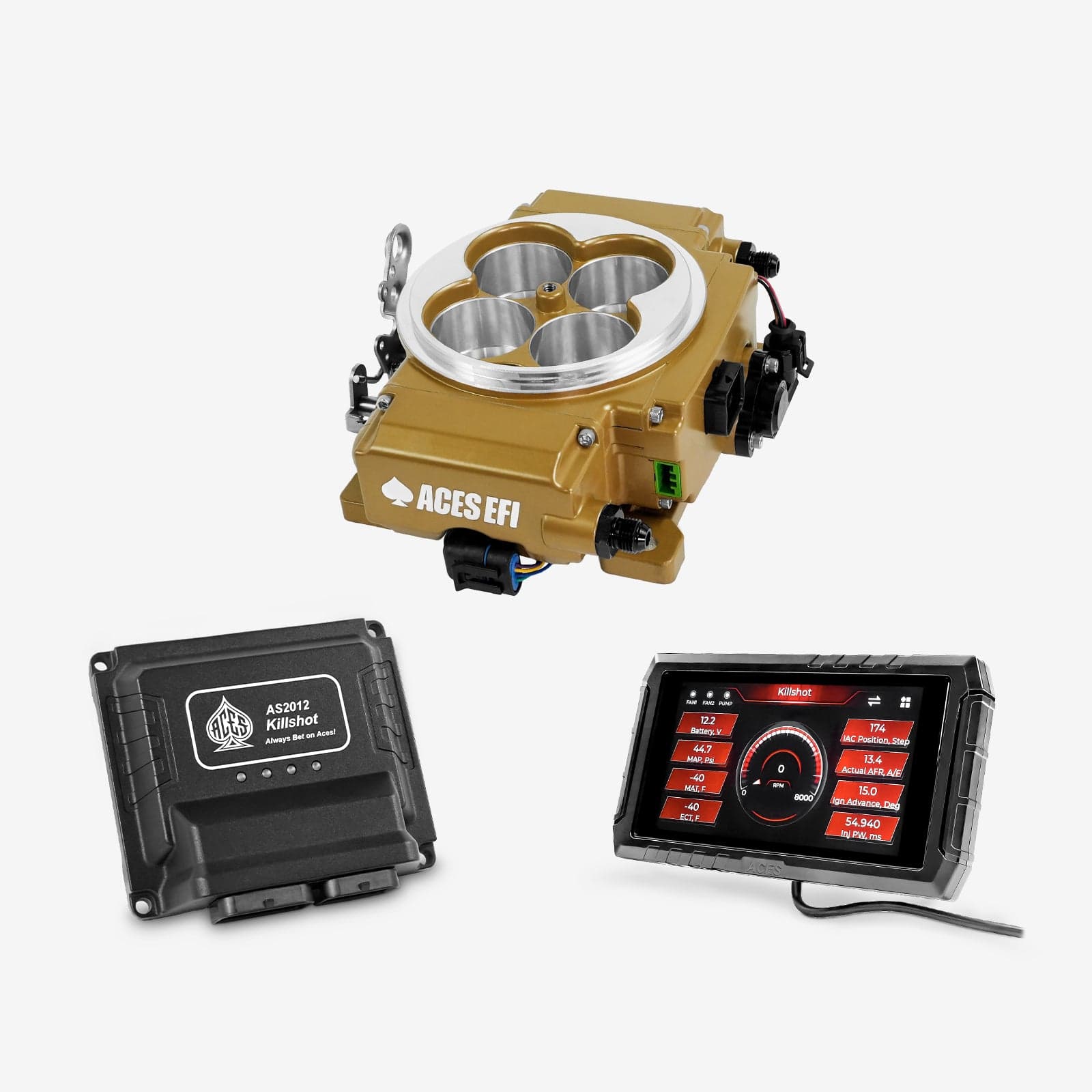 Aces Fuel Injection EFI System Gold / No Trans Control Killshot II 4-bbl EFI System