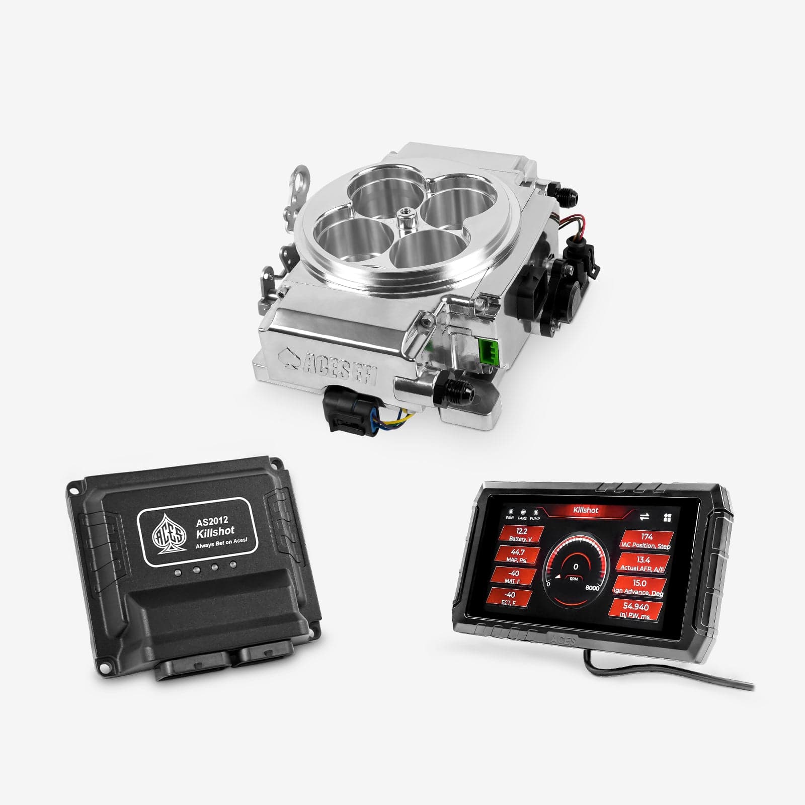 Aces Fuel Injection EFI System Polished / No Trans Control Killshot II 4-bbl EFI System