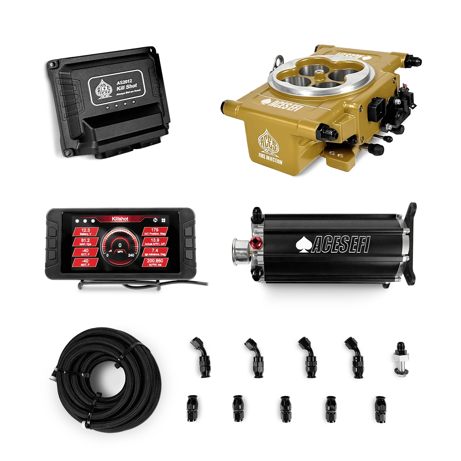 Aces Fuel Injection Gold / Command Center 2 Surge Tank Killshot 4-BBl EFI Fuel Kits
