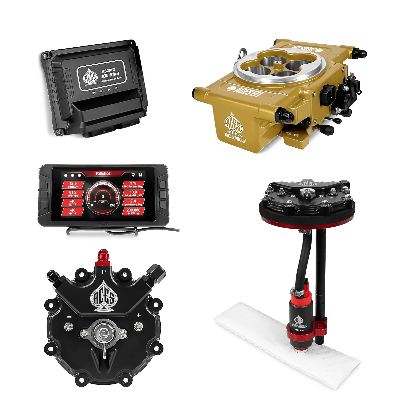 Aces Fuel Injection Gold / Tank Conversion Pump Module with Internal Regulator (340 LPH) Killshot 4-BBl EFI Fuel Kits