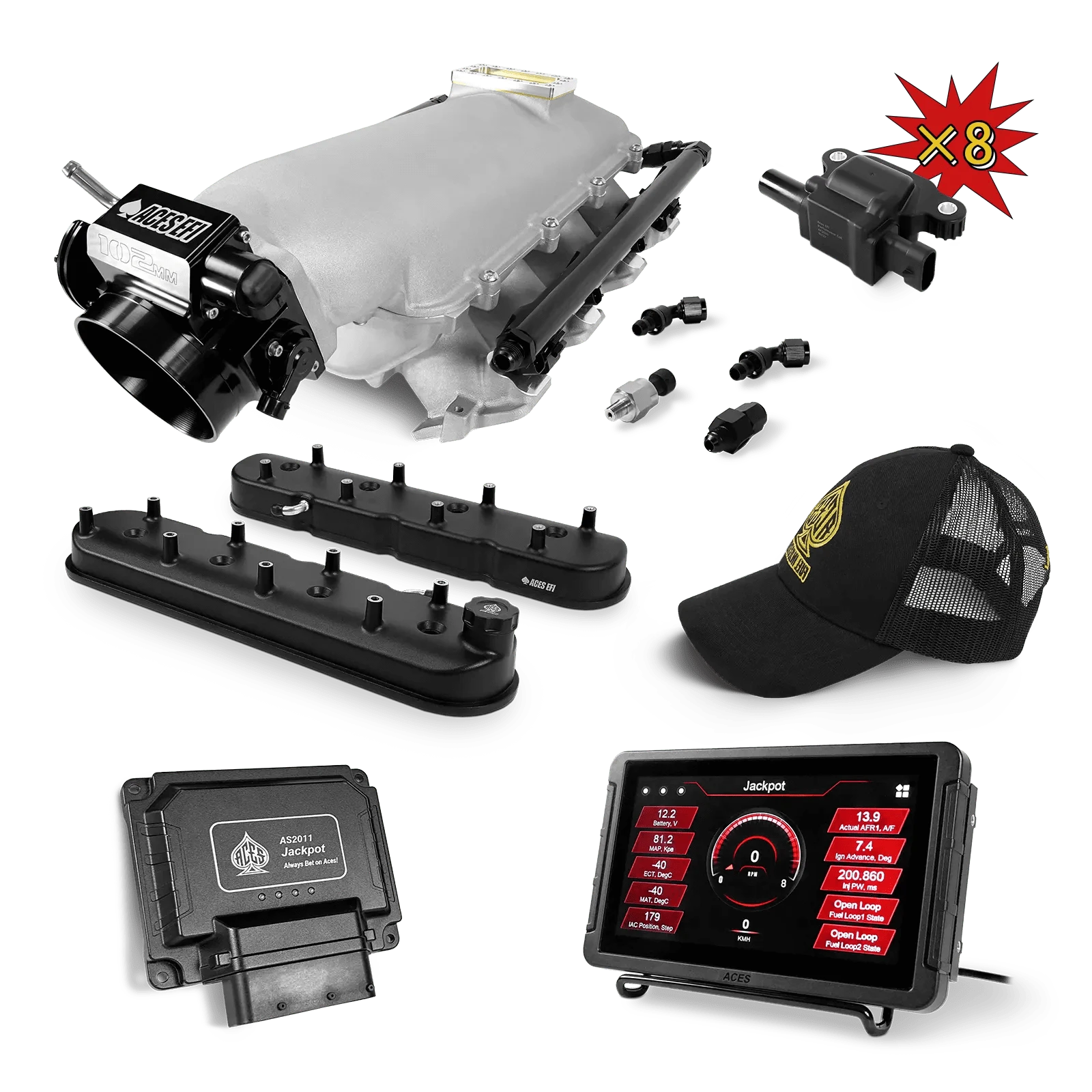Aces Fuel Injection, Inc. Jackpot Pro LS - DBC & Trans Control / Cathedral Port / Lo-Ram (cast) Jackpot LS Super Kit (800 HP)