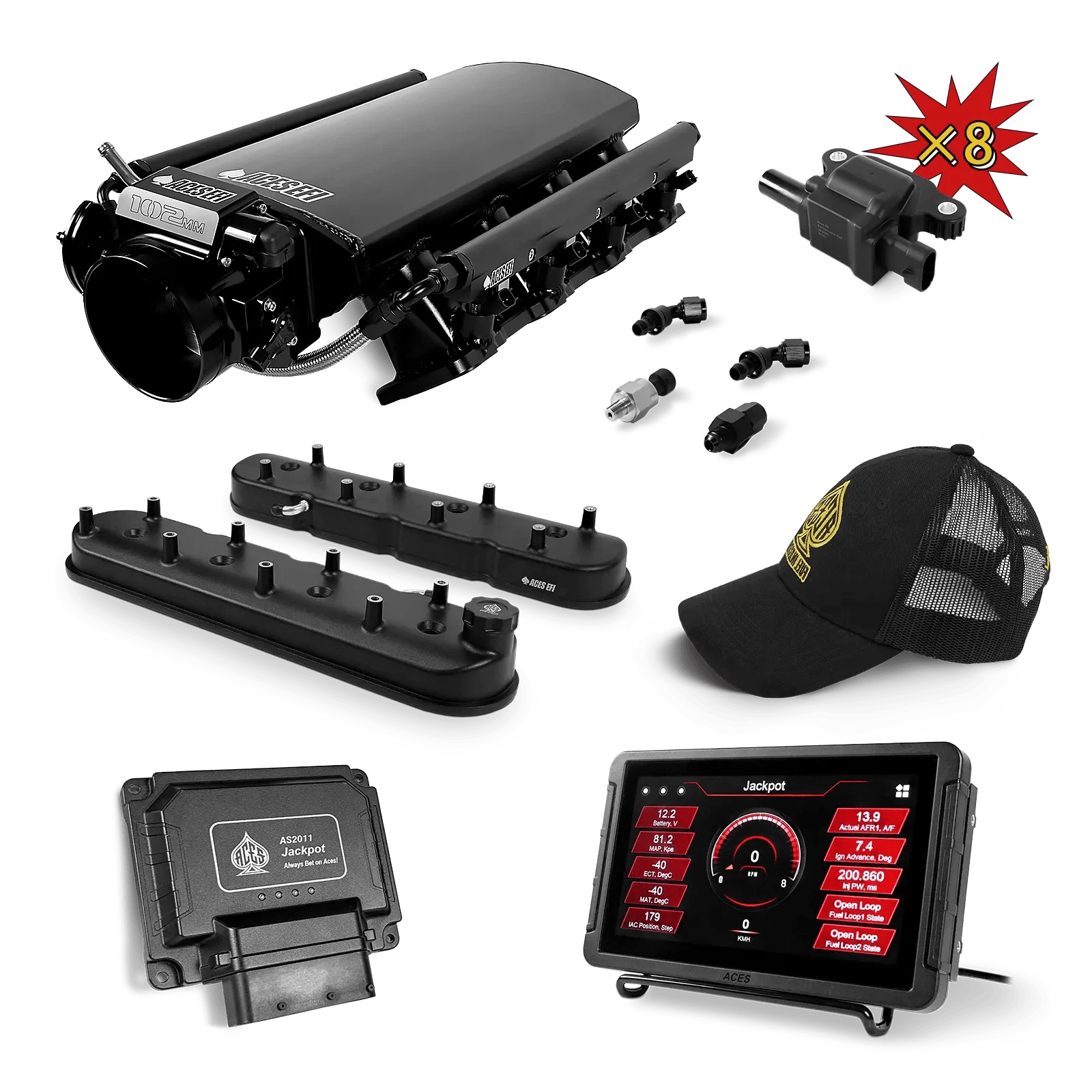 Aces Fuel Injection, Inc. Jackpot Pro LS - DBC & Trans Control / Rectangle Port / Short (fabricated) Jackpot LS Super Kit (800 HP)