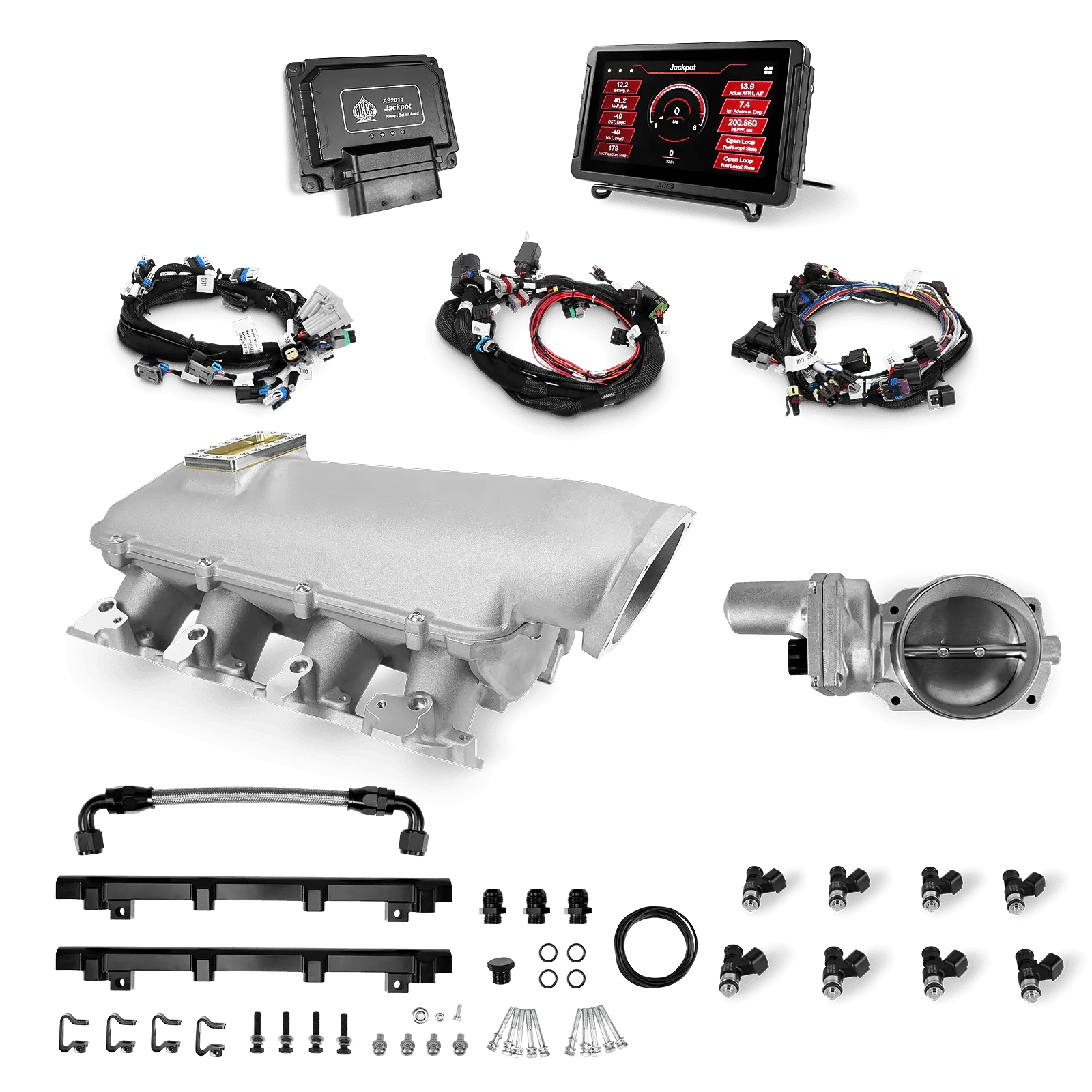 Aces Fuel Injection, Inc. Jackpot Pro LS - DBW & Manual Trans / Cathedral Port / Lo-Ram (cast) Jackpot LS EFI System - Top End Kit (800 HP)