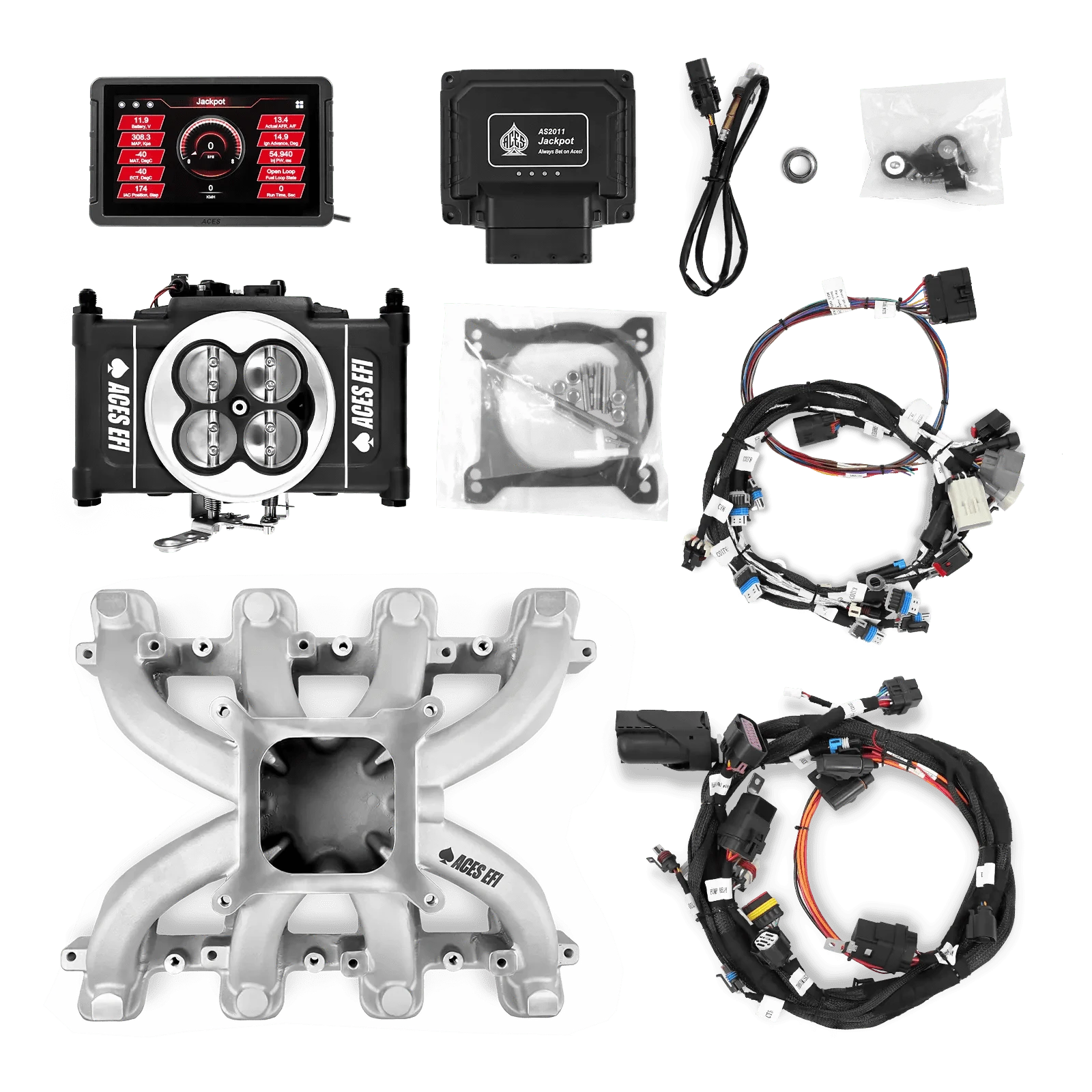 Aces Fuel Injection, Inc. Manual Trans / LS1/LS2/LS6 Cathedral Port / Original Finish Jackpot LS EFI TBI System - Top End Kits