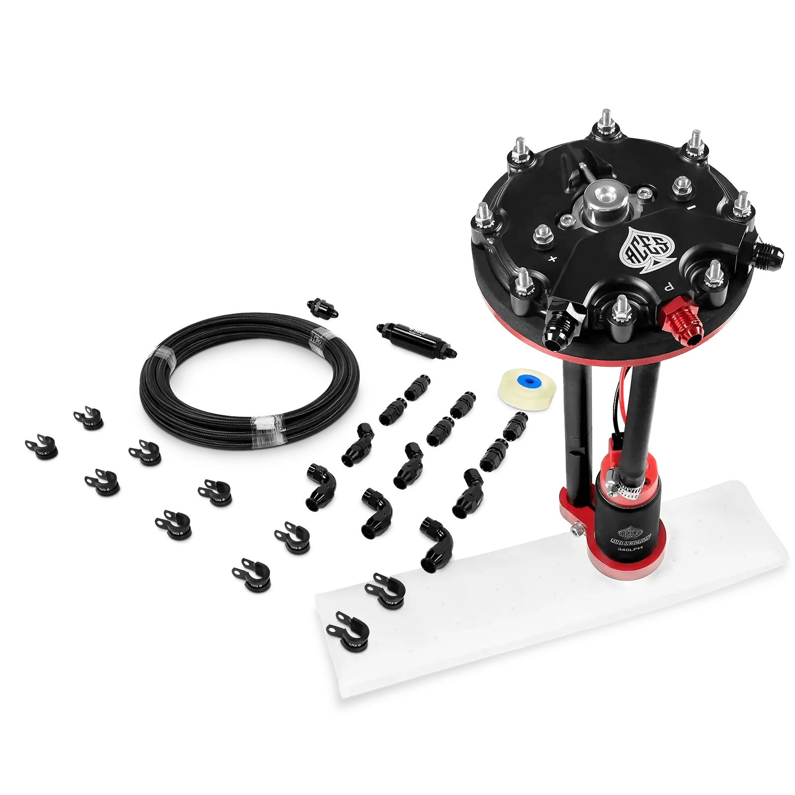 Aces Fuel Injection Pump Module & 20' PTFE Hose Kit Tank Conversion Pump Module w/Internal Regulator (340 LPH)