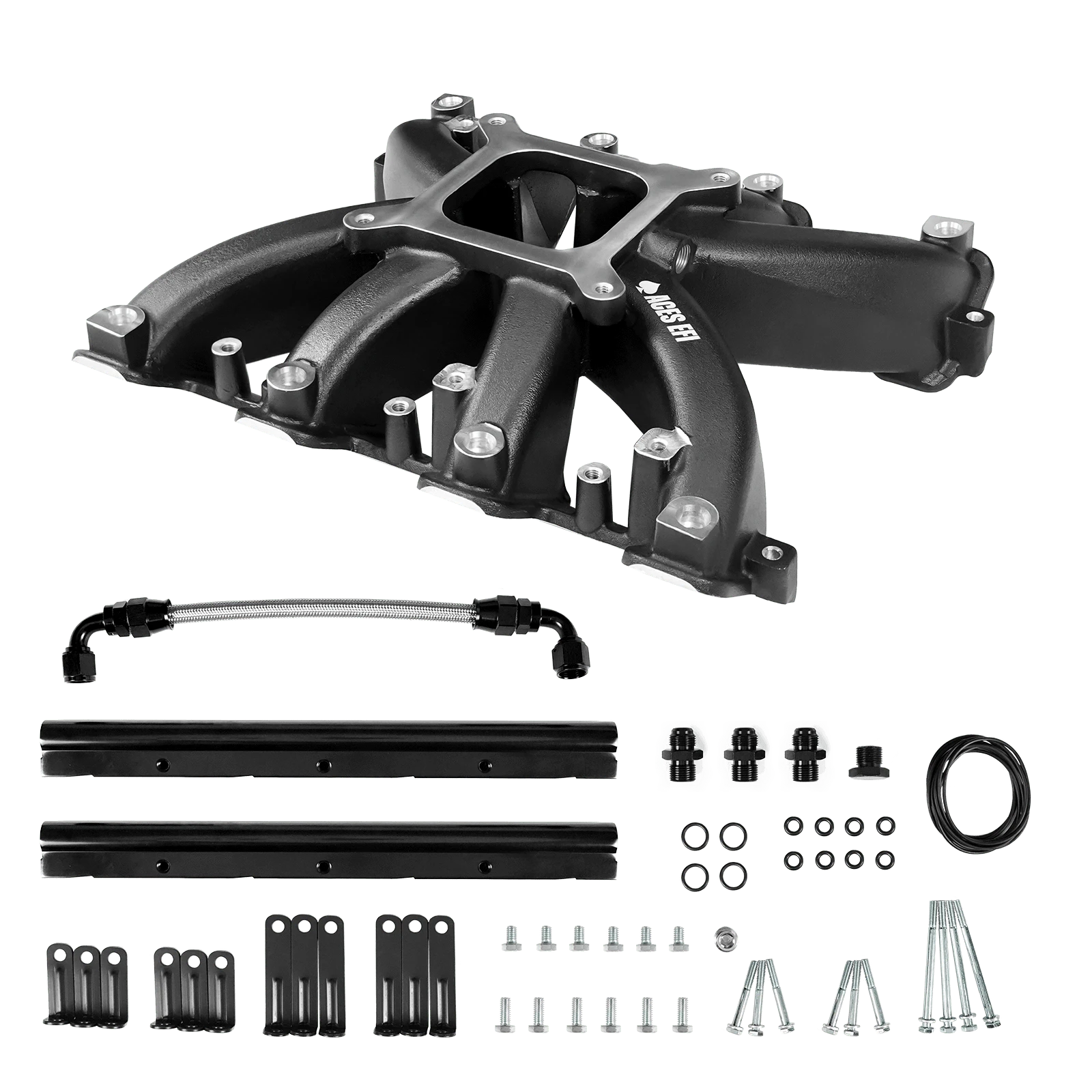 Aces Fuel Injection, Inc. Rectangle / Black Mid-Rise, Single Plane, Cast, 4150 Style LS Intake Manifold