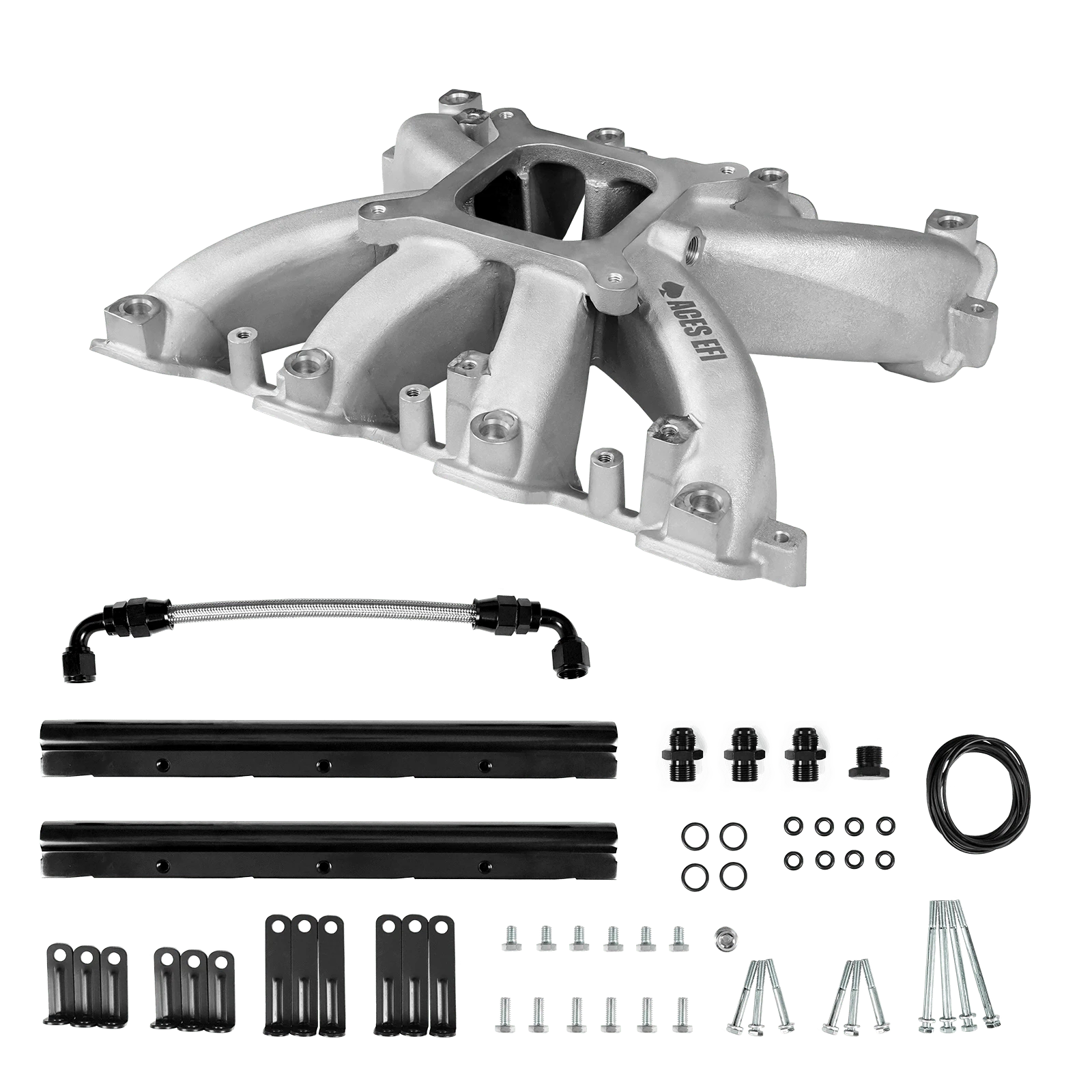 Aces Fuel Injection, Inc. Rectangle / Original Finish Mid-Rise, Single Plane, Cast, 4150 Style LS Intake Manifold