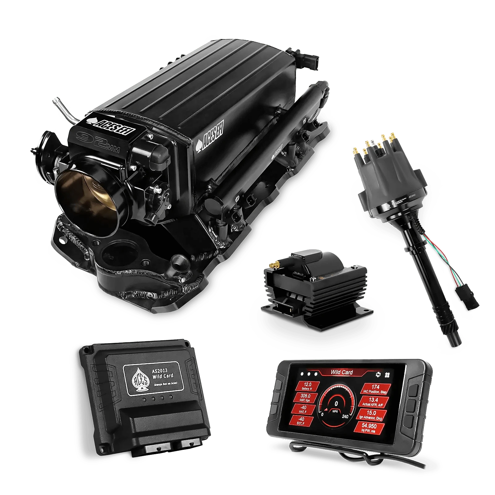 Aces Fuel Injection SBC Top End Kit with (Black/Fabricated) SBC Tunnel Ram Manifold / 500 Wild Card EFI - Top End Kits