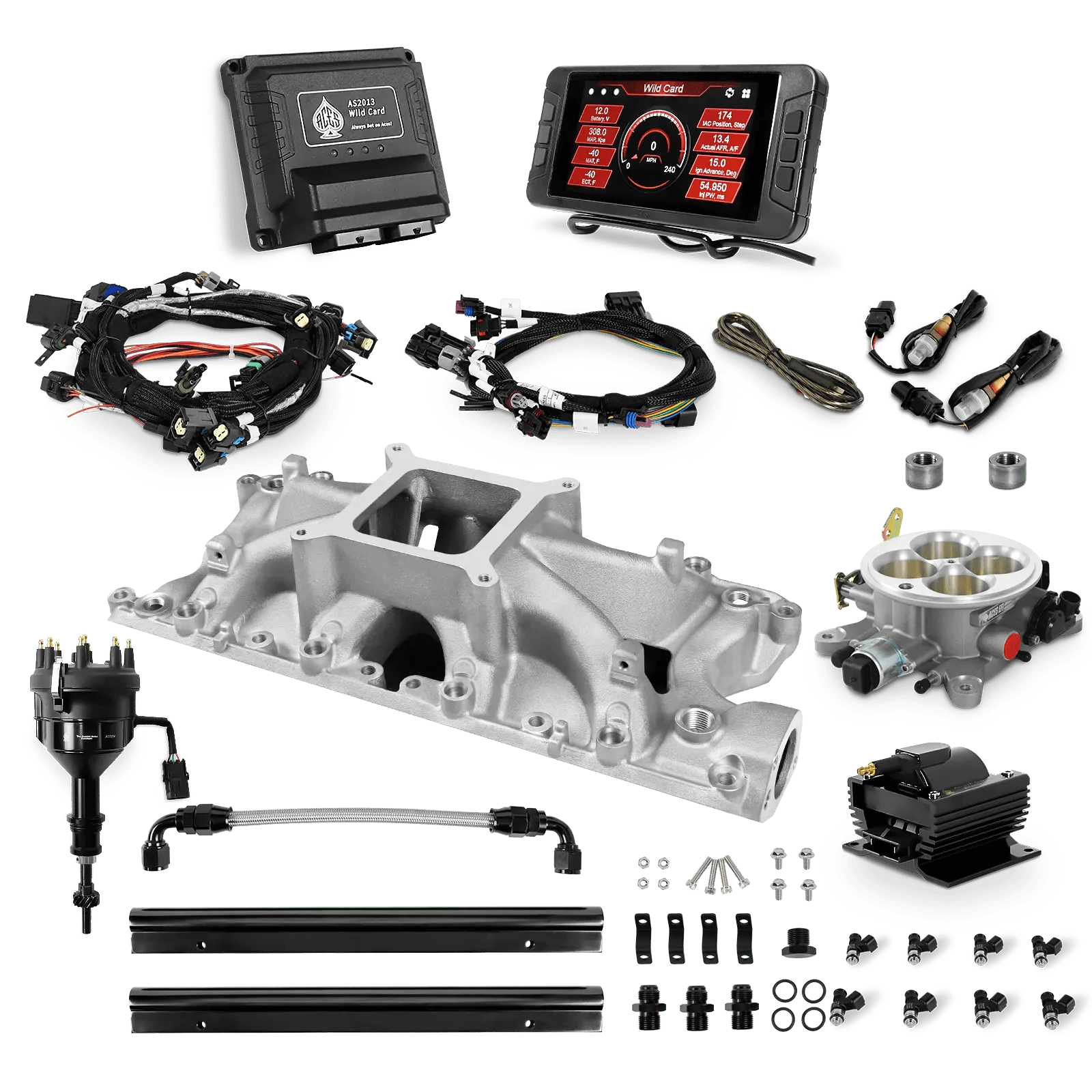 Aces Fuel Injection SBF Top End Kit with (Silver) SBF 302 Manifold / 500 Wild Card EFI - Top End Kits