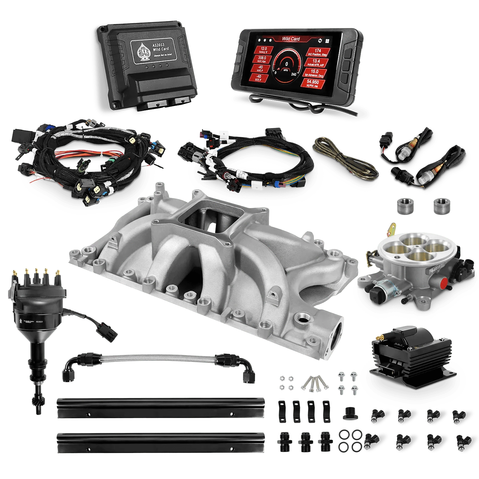 Aces Fuel Injection SBF Top End Kit with (Silver) SBF 351W Manifold / 500 Wild Card EFI - Top End Kits