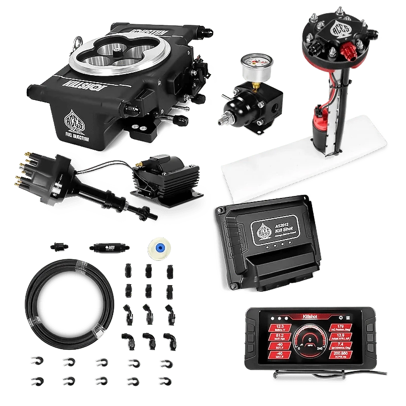 Aces Fuel Injection Tight Fit In-tank Pump Module & 40' PTFE Hose Kits (255 LPH) / 351C/460 BBF Killshot 4-bbl EFI Master Kits (Black)
