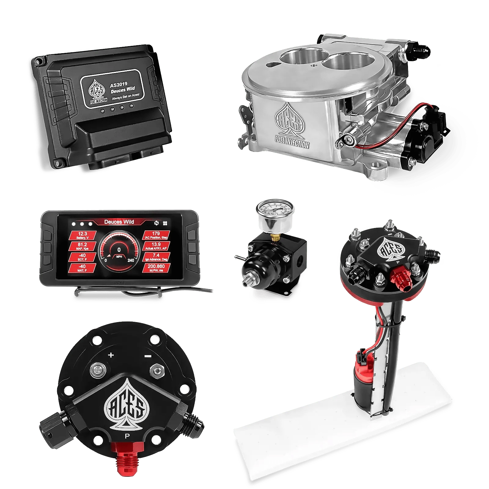 Aces Fuel Injection Tight-fit In-tank Pump Module / Polished Deuces Wild 2-bbl EFI Fuel Kits