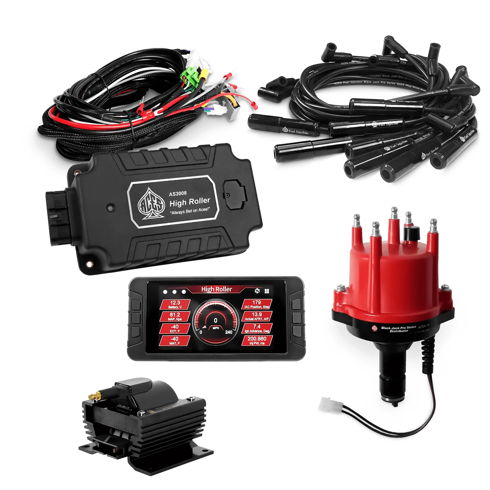 ACES Fuel Injection. VW Type 1 180 Deg Boots High Roller Pro Ignition Package