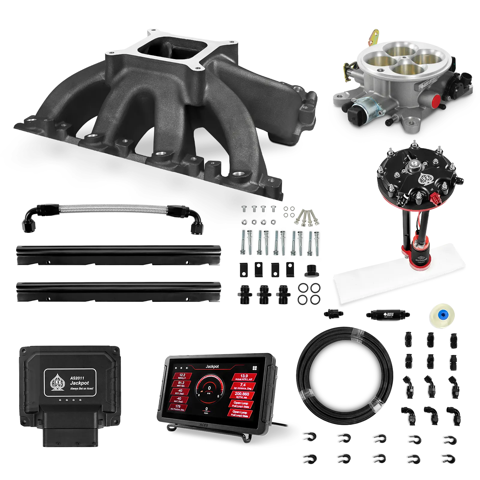 Jackpot LS EFI System - Master Kit with Tank Conversion Pump Module with Internal Regulator + 20' PTFE Hose Kit