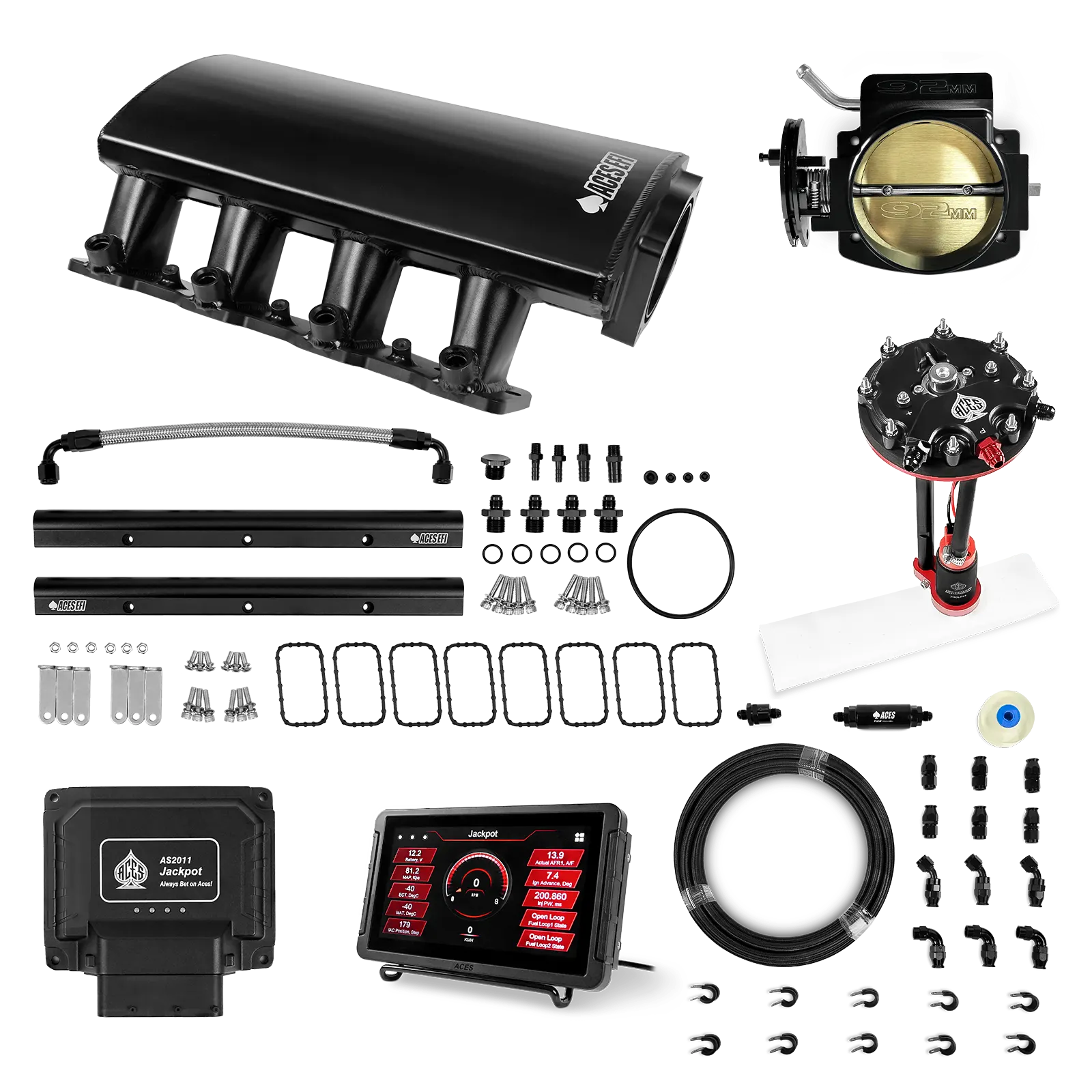 Jackpot LS EFI System - Master Kit with Tank Conversion Pump Module with Internal Regulator + 20' PTFE Hose Kit