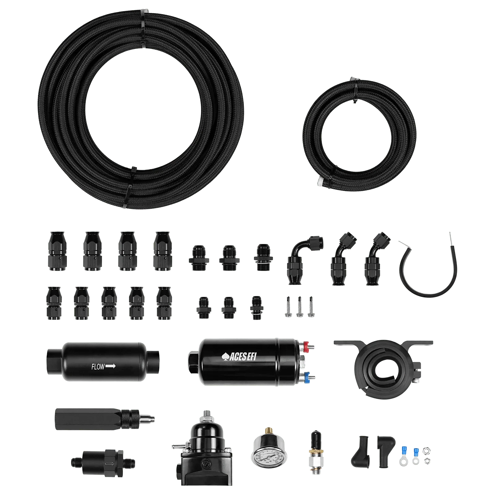 Aces Fuel Injection, Inc. 255 In-line Fuel Pump System with PTFE Hose 255 In-line Fuel Pump System with PTFE Hose