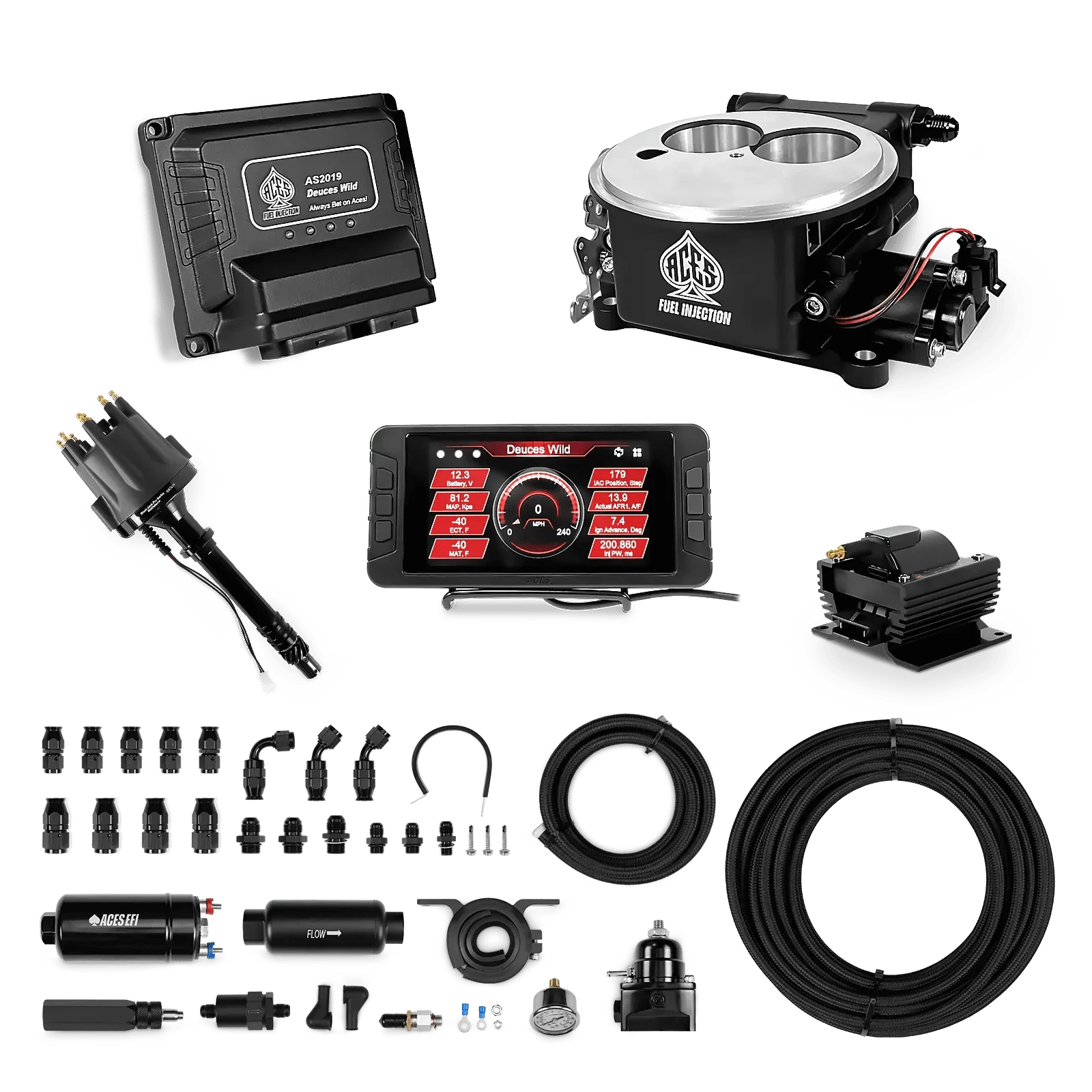 Deuces Wild 2-bbl EFI - (Black) Master Kit