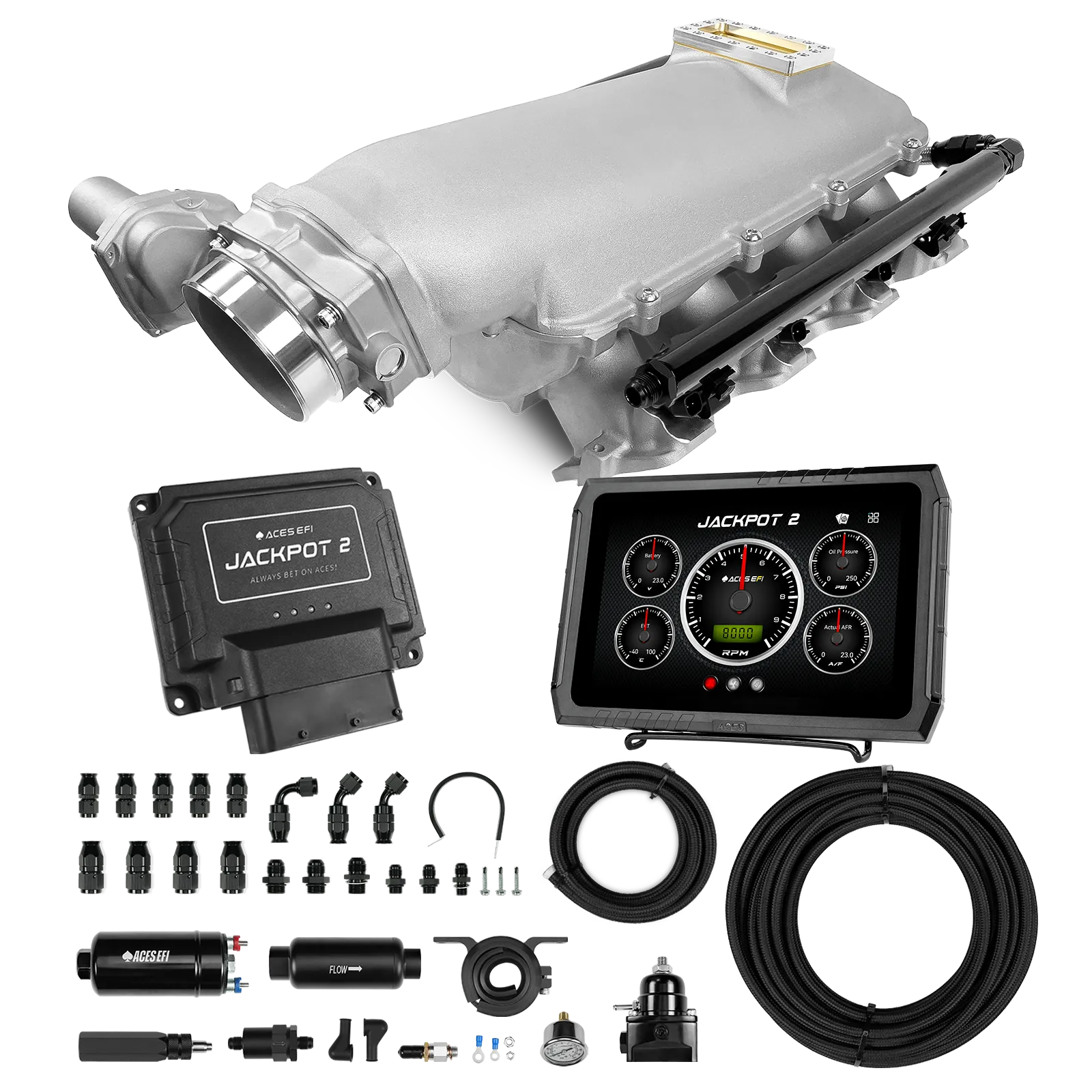 Sistema EFI Jackpot 2 LS - Kit completo con sistema de bomba en línea 255 y manguera de PTFE de 40 pies.