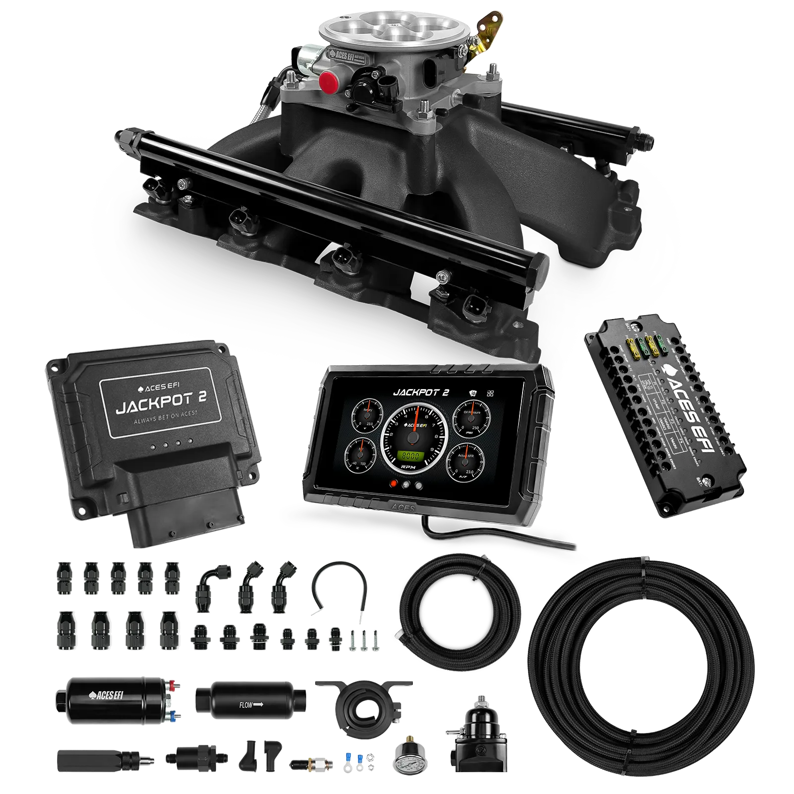 Sistema EFI Jackpot 2 LS - Kit completo con sistema de bomba en línea 255 y manguera de PTFE de 40 pies.