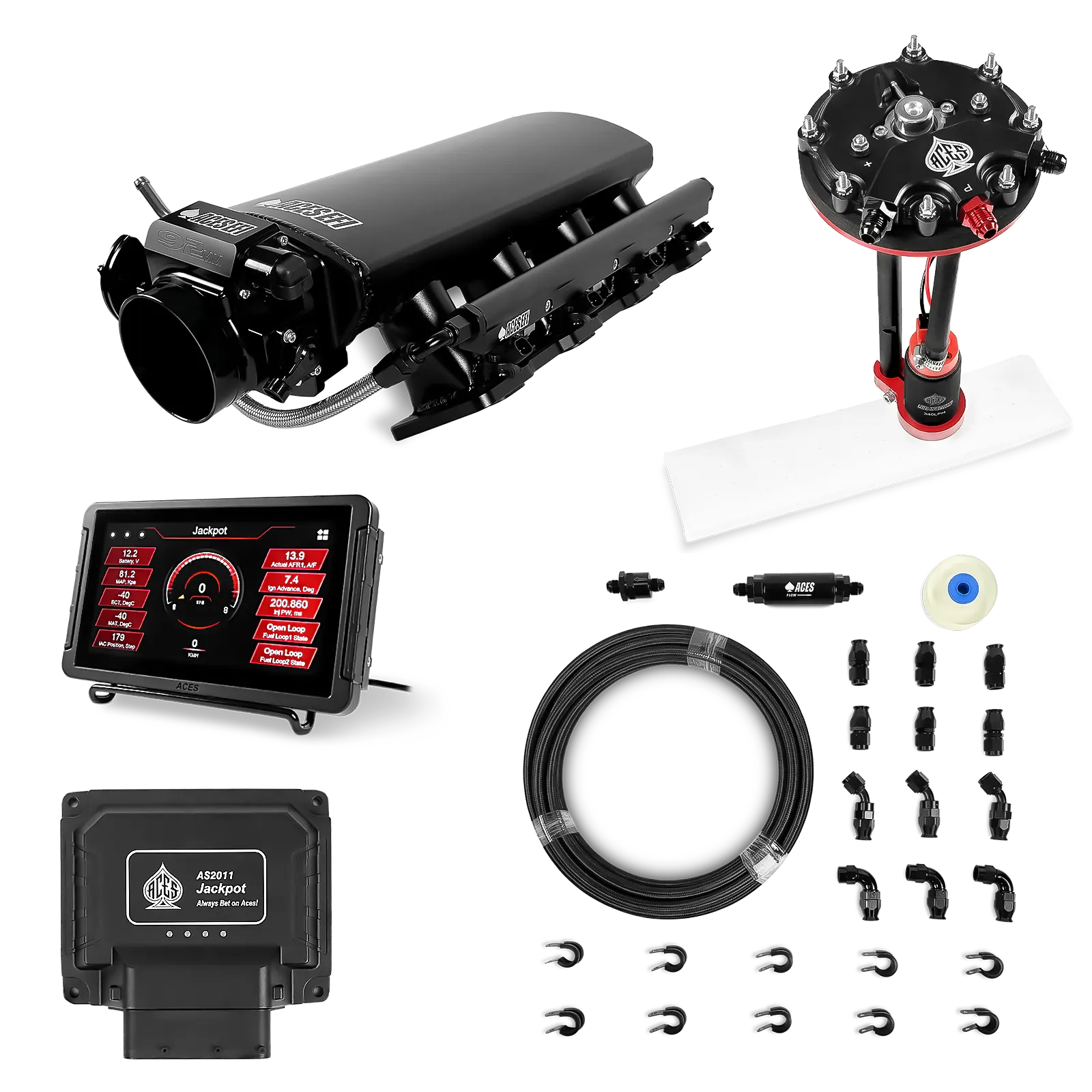 Jackpot LS EFI System - Master Kit with Tank Conversion Pump Module with Internal Regulator + 20' PTFE Hose Kit