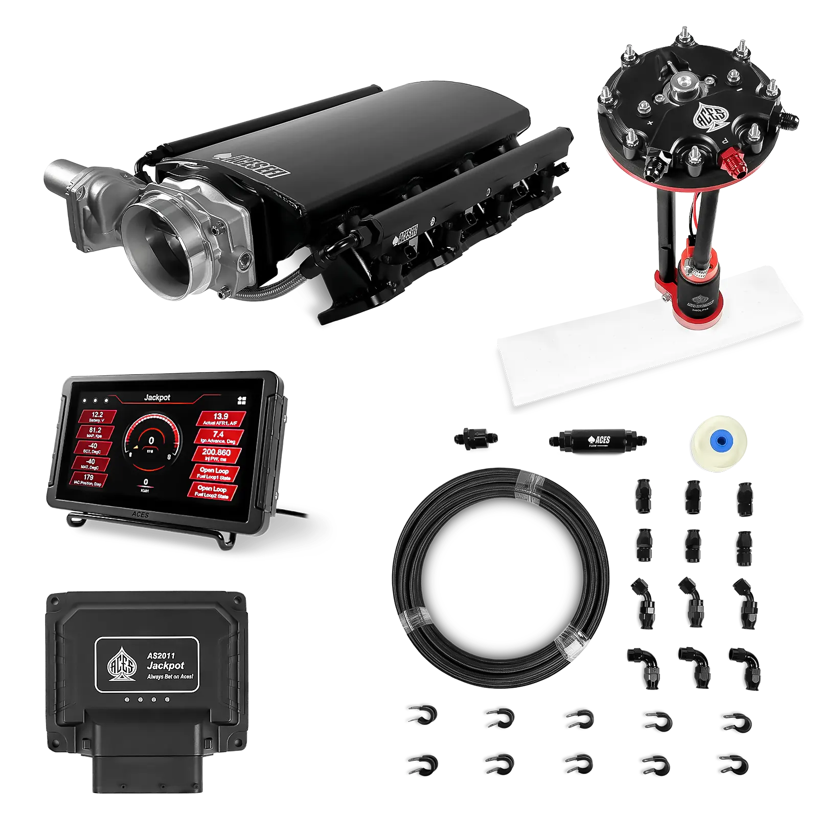 Jackpot LS EFI System - Master Kit with Tank Conversion Pump Module with Internal Regulator + 20' PTFE Hose Kit