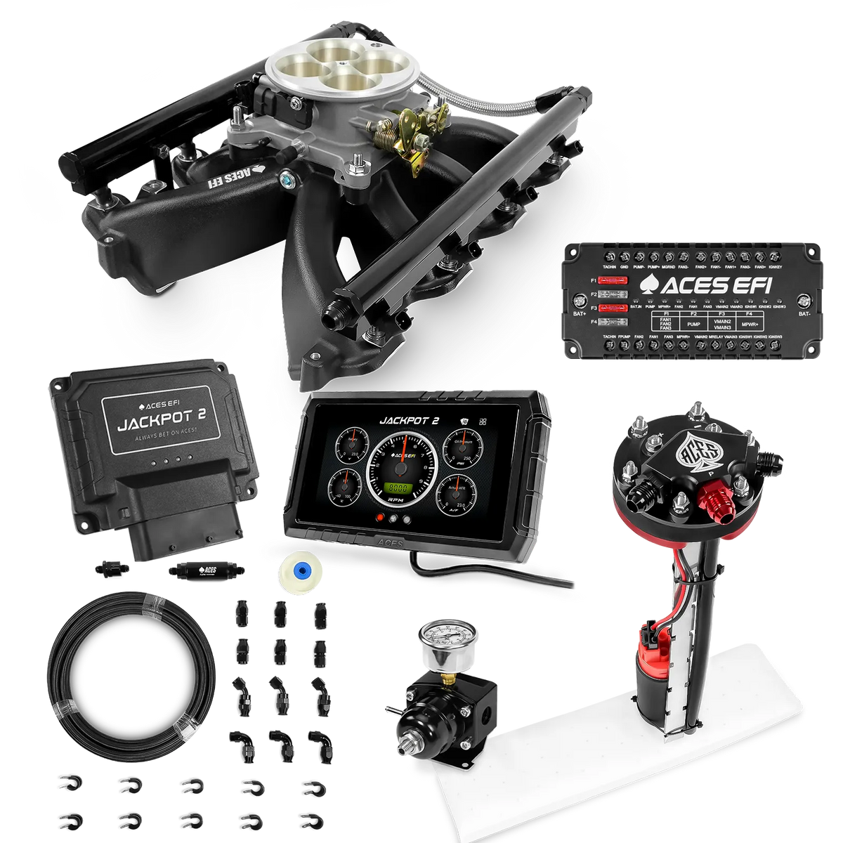 Jackpot 2 LS EFI System - Master Kit with Tight Fit In-Tank Pump Module + 40' PTFE Hose Kit