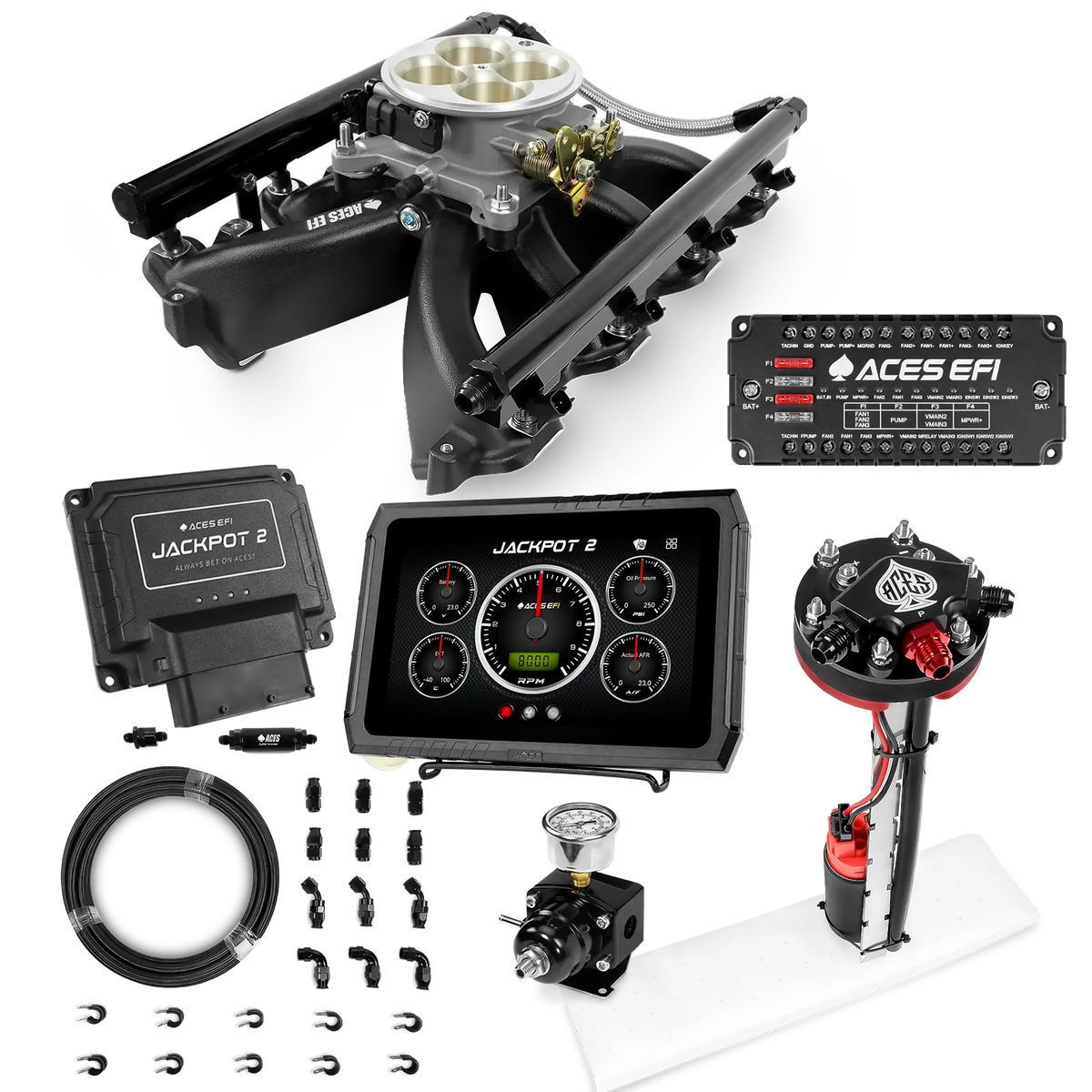 Jackpot 2 LS EFI System - Master Kit with Tight Fit In-Tank Pump Module + 40' PTFE Hose Kit