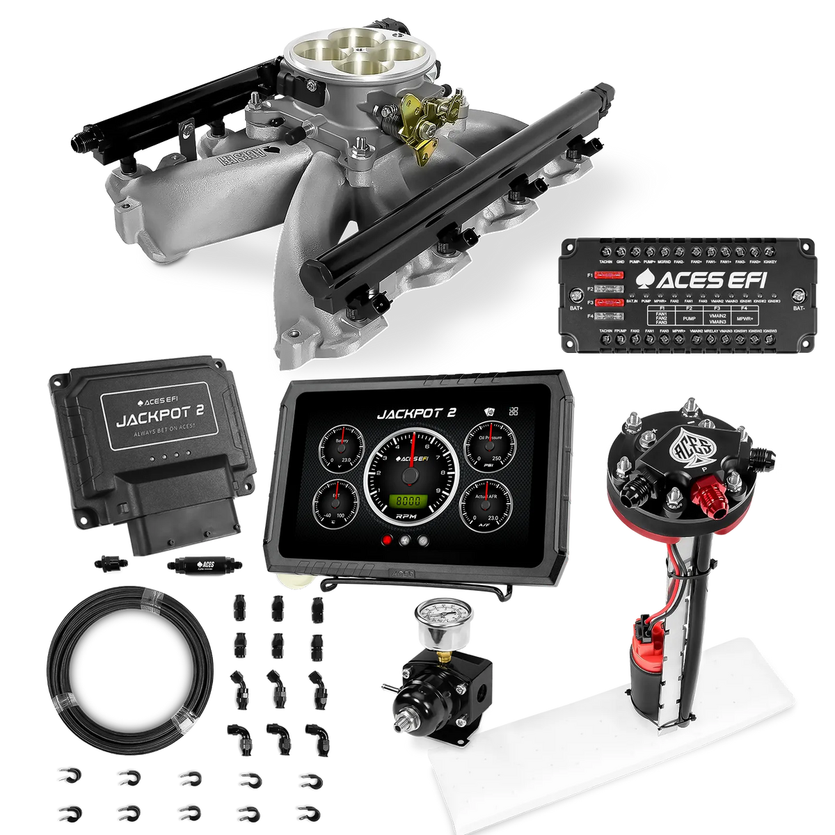 Jackpot 2 LS EFI System - Master Kit with Tight Fit In-Tank Pump Module + 40' PTFE Hose Kit