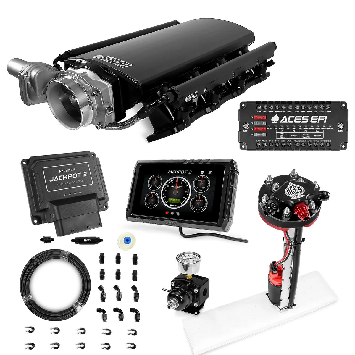 Jackpot 2 LS EFI System - Master Kit with Tight Fit In-Tank Pump Module + 40' PTFE Hose Kit