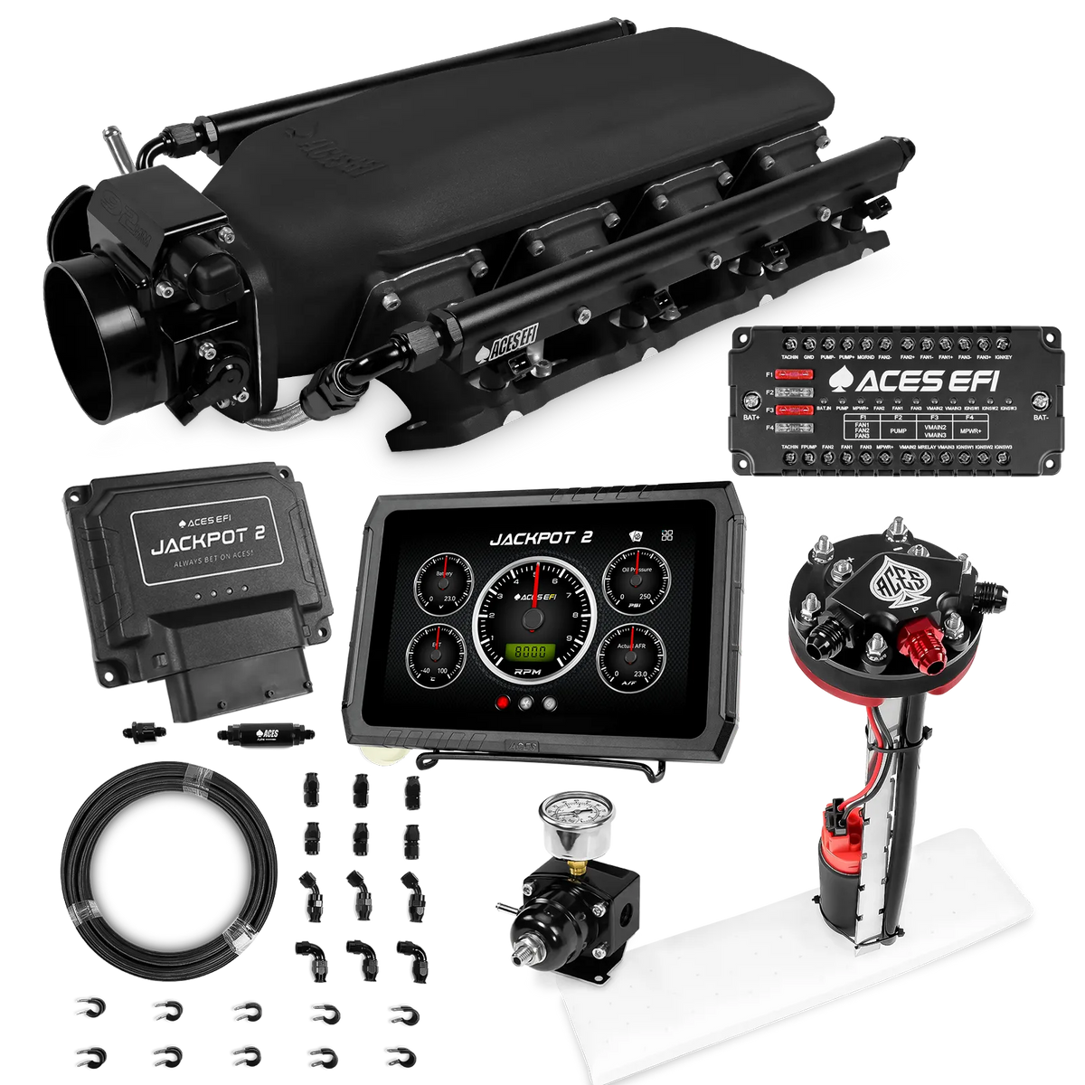 Jackpot 2 LS EFI System - Master Kit with Tight Fit In-Tank Pump Module + 40' PTFE Hose Kit