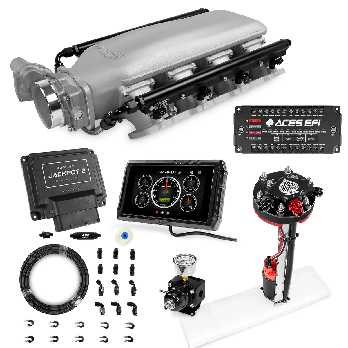 Jackpot 2 LS EFI System - Master Kit with Tight Fit In-Tank Pump Module + 40' PTFE Hose Kit