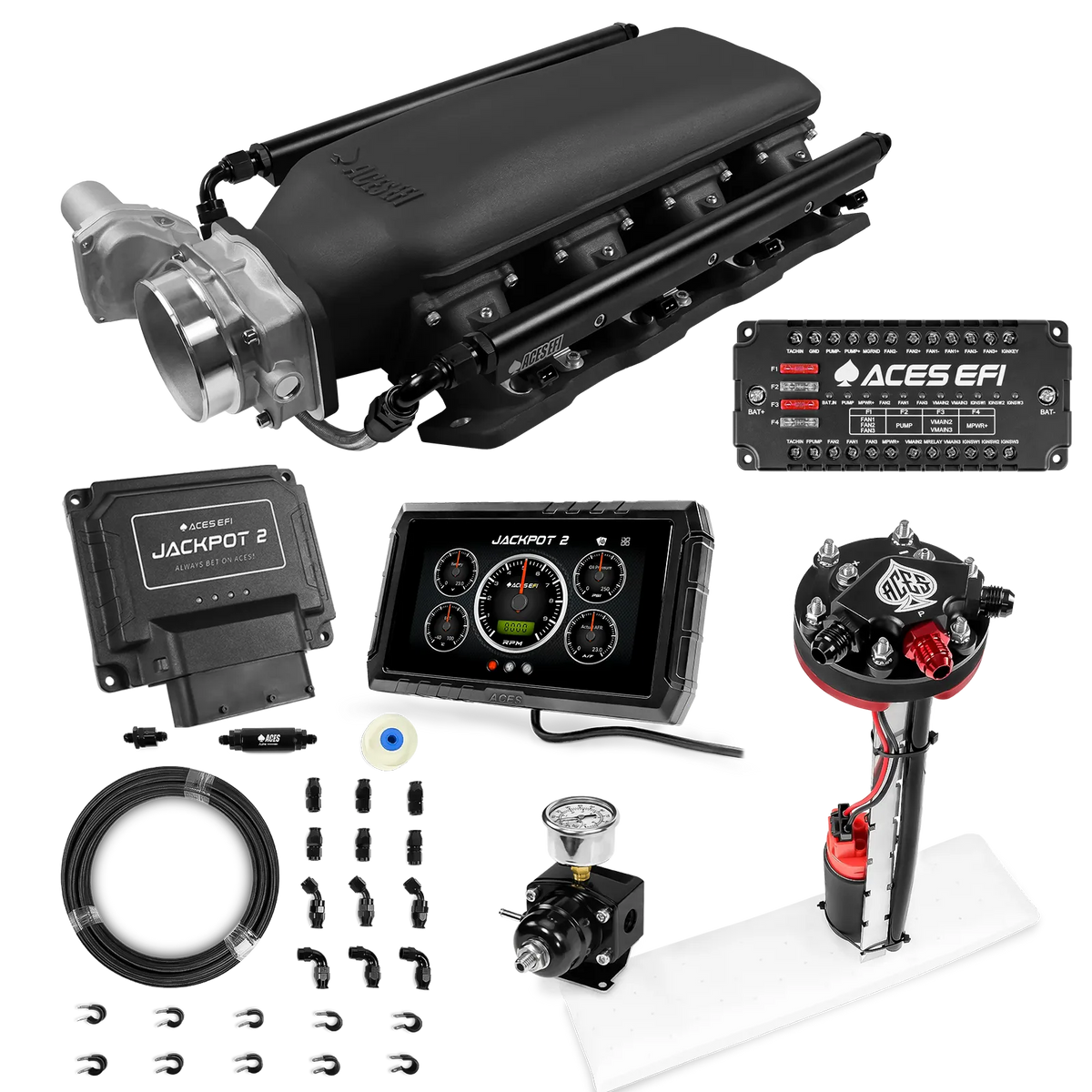 Jackpot 2 LS EFI System - Master Kit with Tight Fit In-Tank Pump Module + 40' PTFE Hose Kit