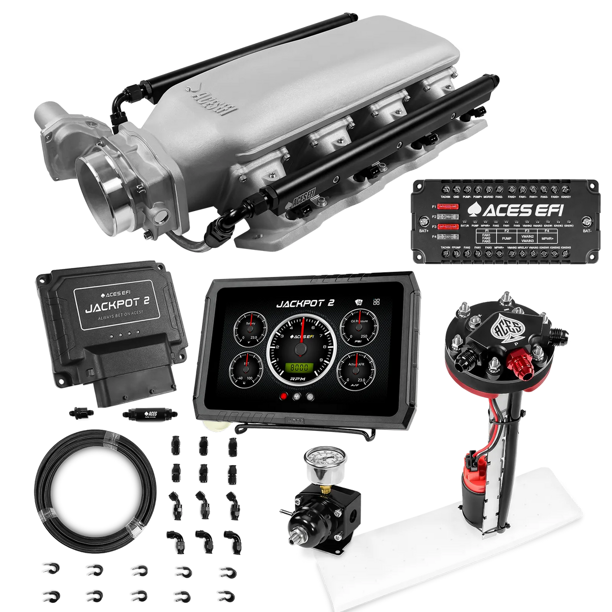 Jackpot 2 LS EFI System - Master Kit with Tight Fit In-Tank Pump Module + 40' PTFE Hose Kit