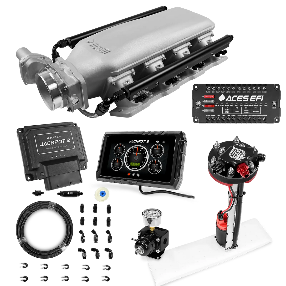 Jackpot 2 LS EFI System - Master Kit with Tight Fit In-Tank Pump Module + 40' PTFE Hose Kit