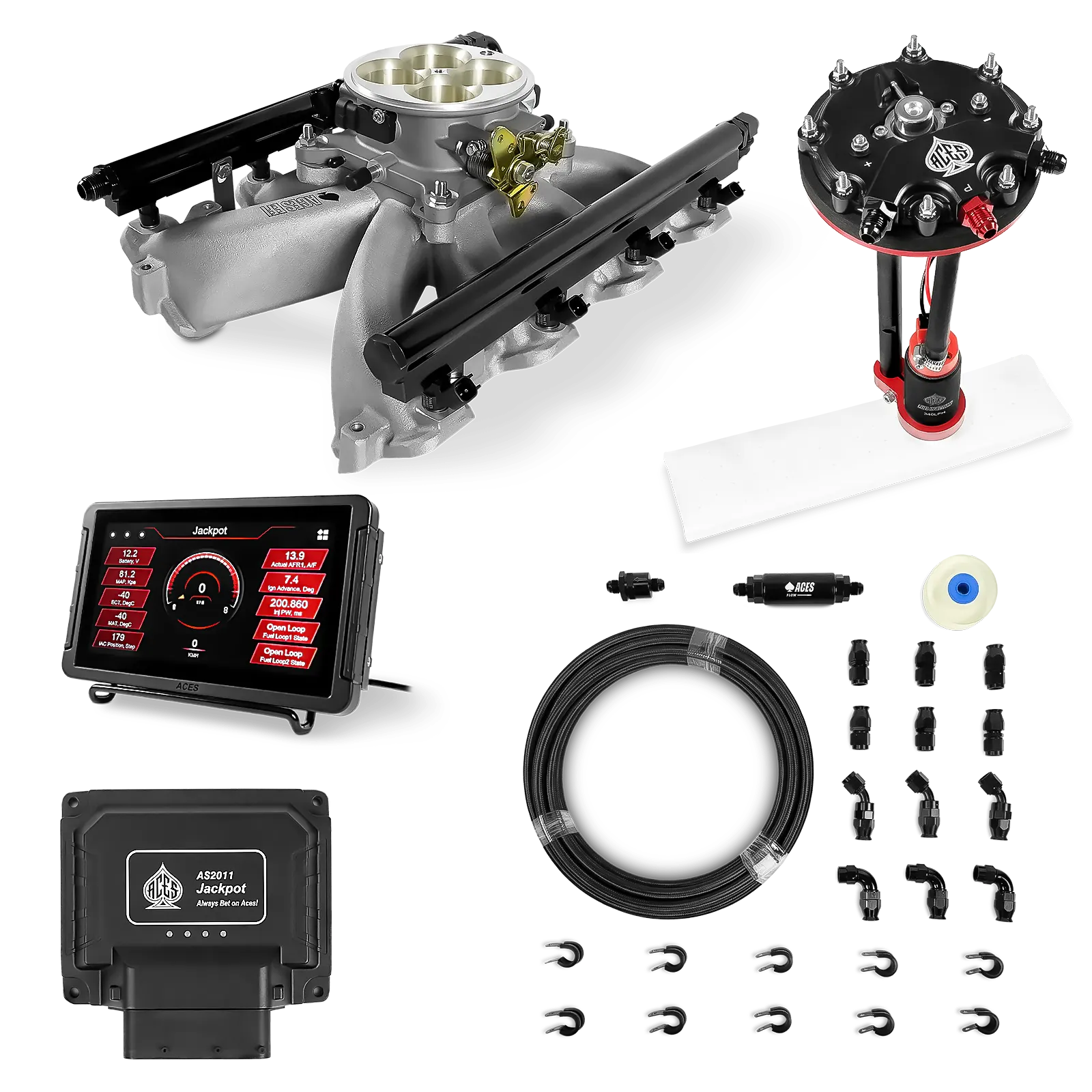 Jackpot LS EFI System - Master Kit with Tank Conversion Pump Module with Internal Regulator + 20' PTFE Hose Kit