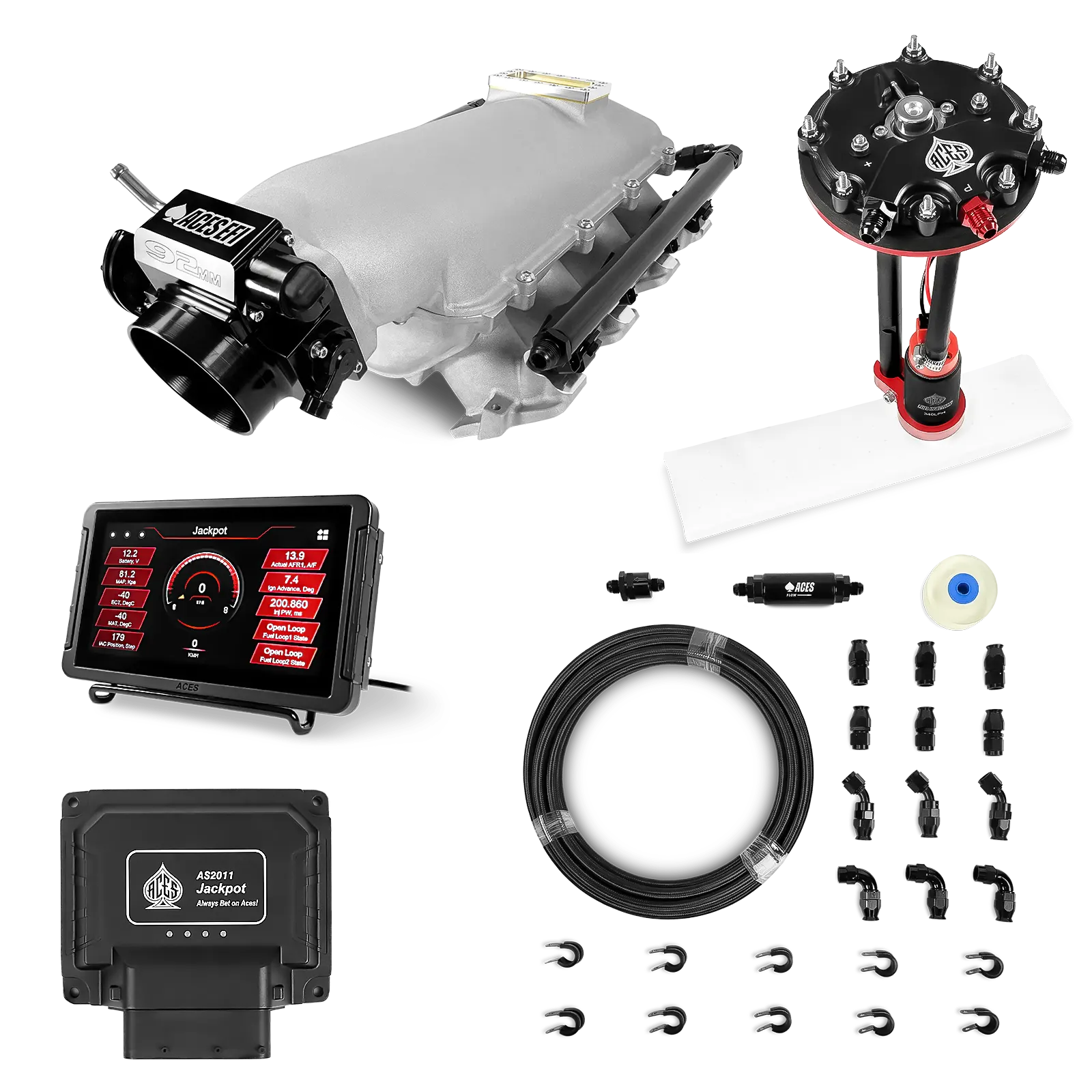 Jackpot LS EFI System - Master Kit with Tank Conversion Pump Module with Internal Regulator + 20' PTFE Hose Kit