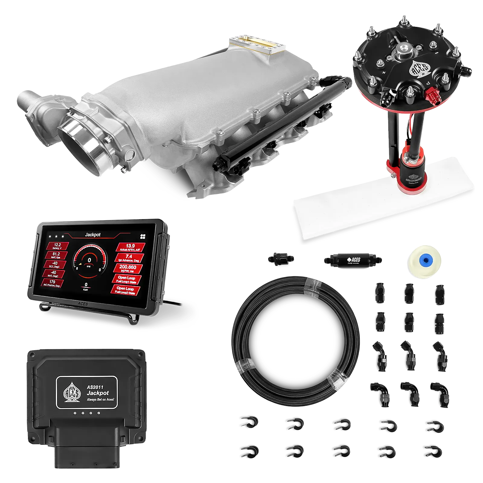 Jackpot LS EFI System - Master Kit with Tank Conversion Pump Module with Internal Regulator + 20' PTFE Hose Kit