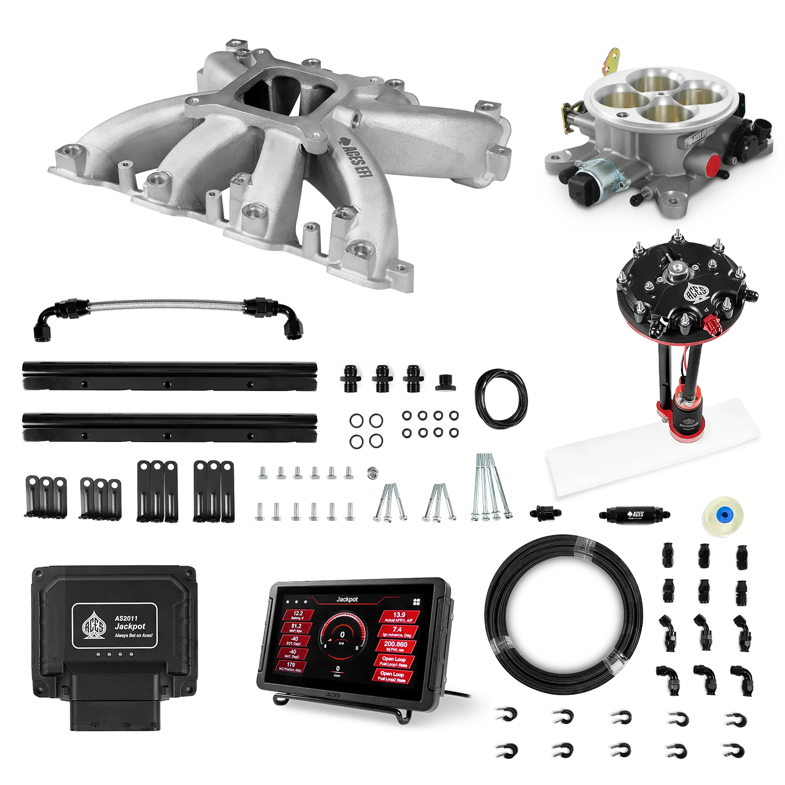 Jackpot LS EFI System - Master Kit with Tank Conversion Pump Module with Internal Regulator + 20' PTFE Hose Kit