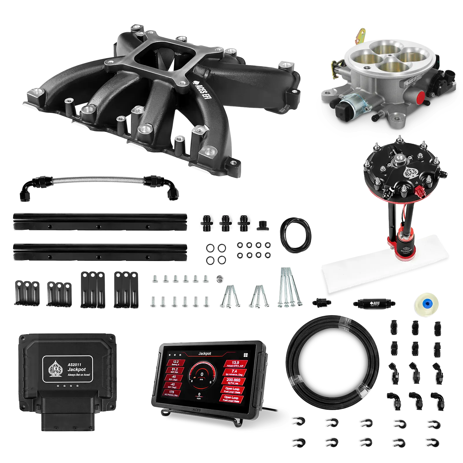 Jackpot LS EFI System - Master Kit with Tank Conversion Pump Module with Internal Regulator + 20' PTFE Hose Kit