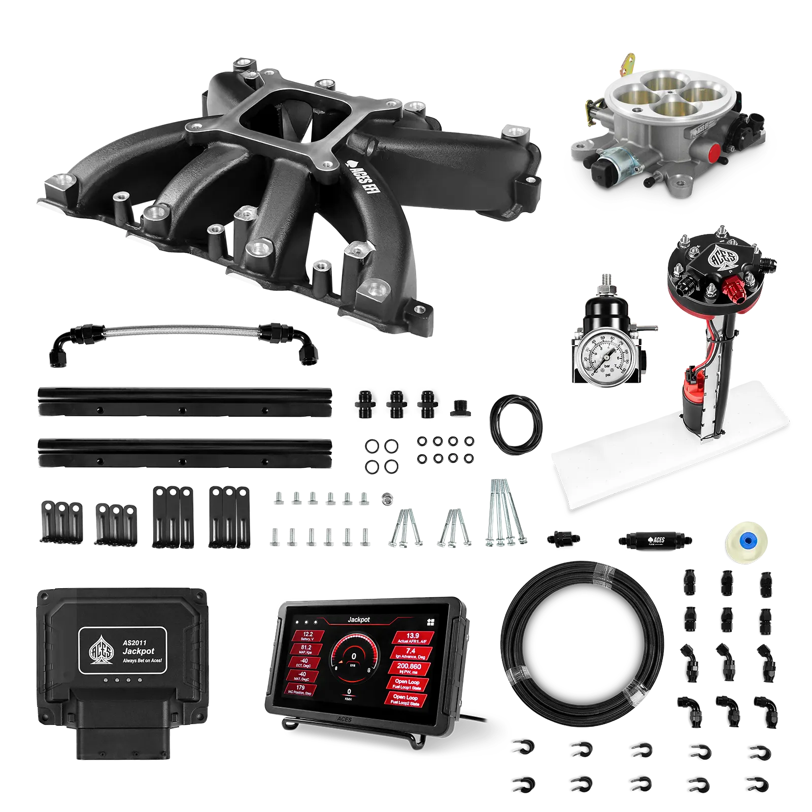 Jackpot LS EFI System - Master Kit with Tight Fit In-Tank Pump Module + 40' PTFE Hose Kit