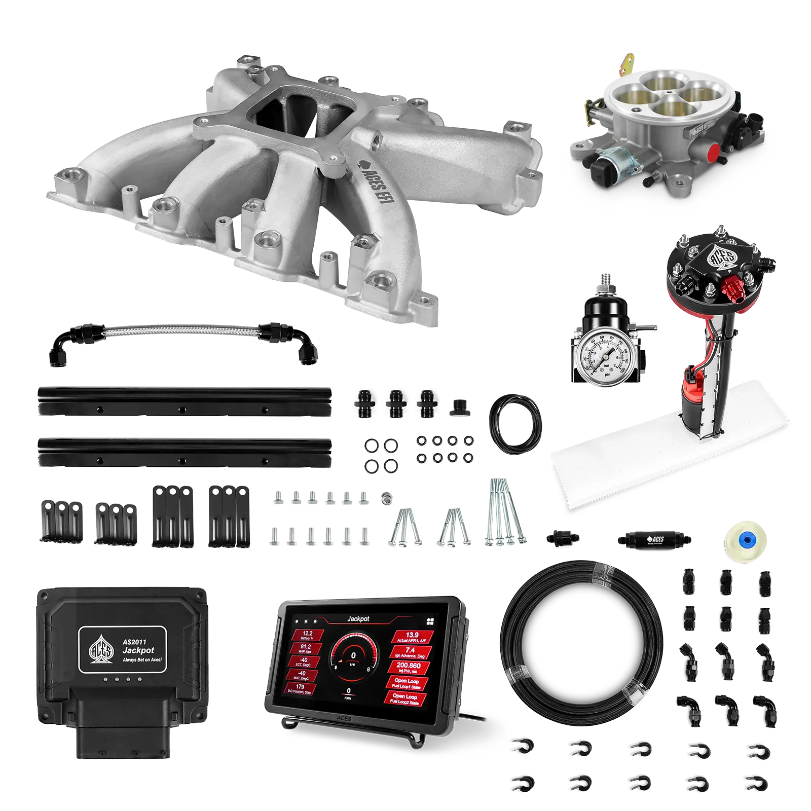 Jackpot LS EFI System - Master Kit with Tight Fit In-Tank Pump Module + 40' PTFE Hose Kit