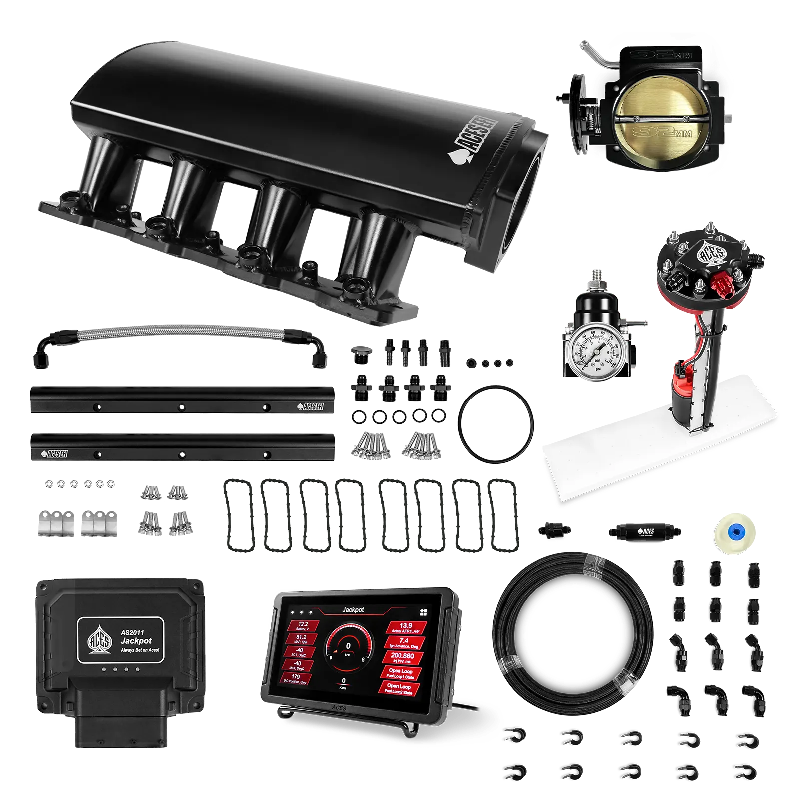 Jackpot LS EFI System - Master Kit with Tight Fit In-Tank Pump Module + 40' PTFE Hose Kit