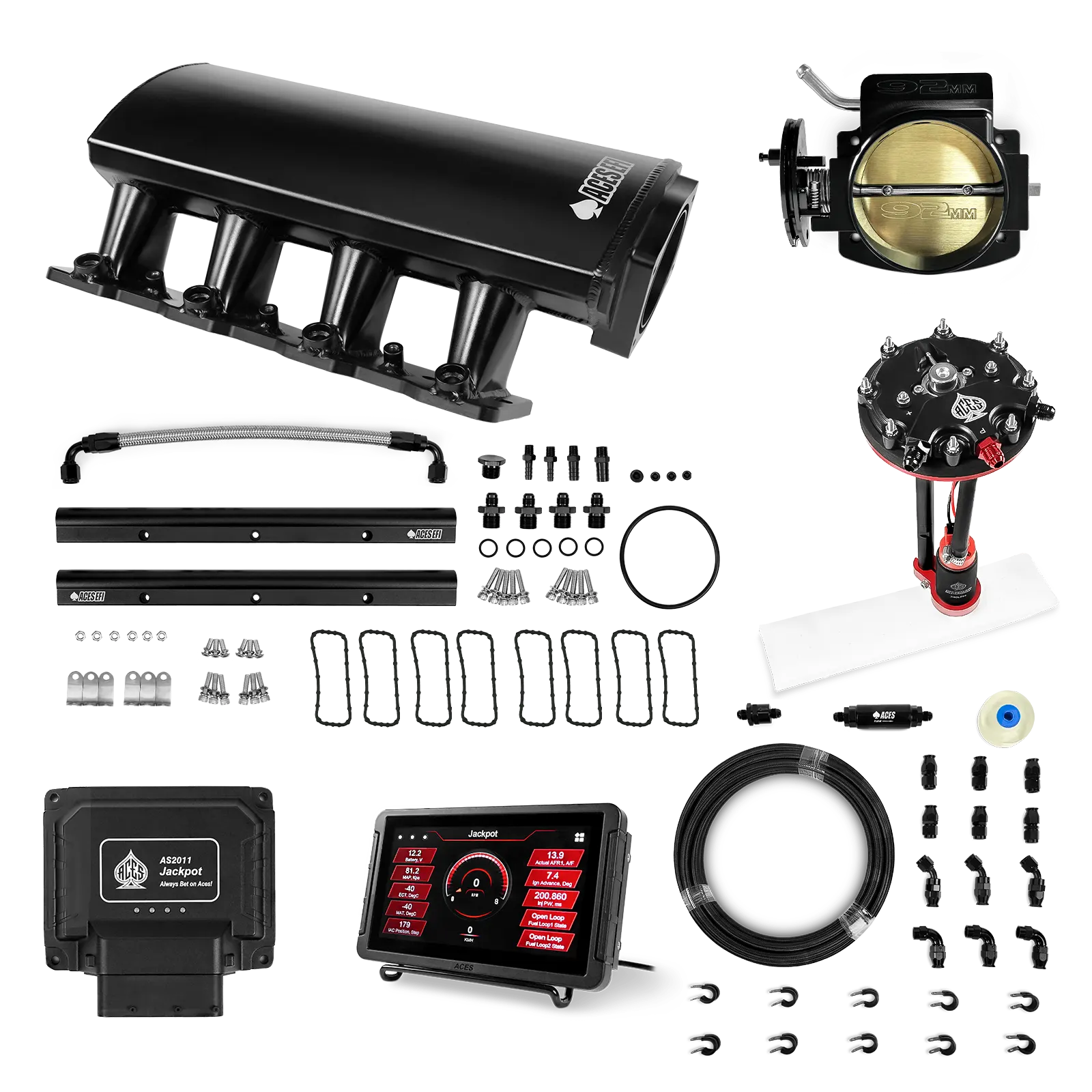 Jackpot LS EFI System - Master Kit with Tank Conversion Pump Module with Internal Regulator + 20' PTFE Hose Kit