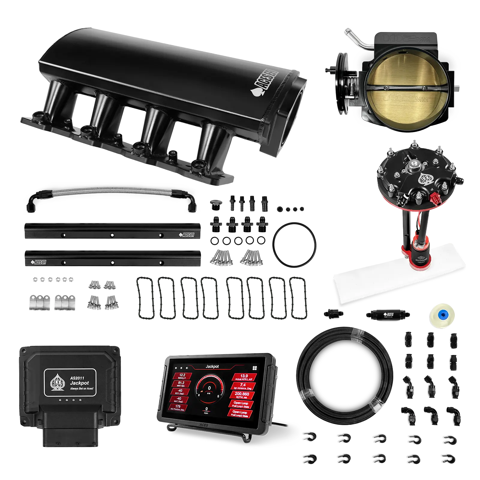 Jackpot LS EFI System - Master Kit with Tank Conversion Pump Module with Internal Regulator + 20' PTFE Hose Kit