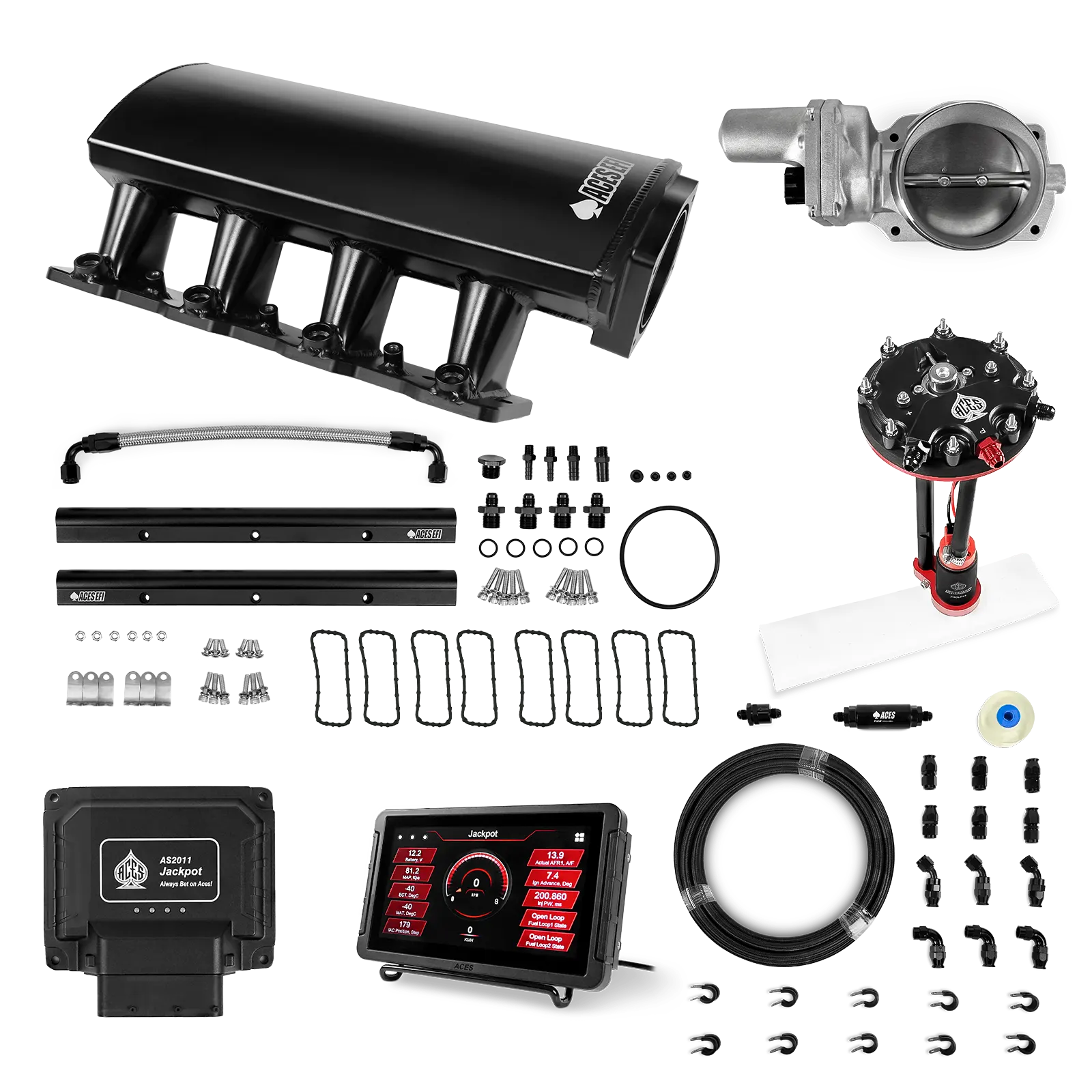 Jackpot LS EFI System - Master Kit with Tank Conversion Pump Module with Internal Regulator + 20' PTFE Hose Kit