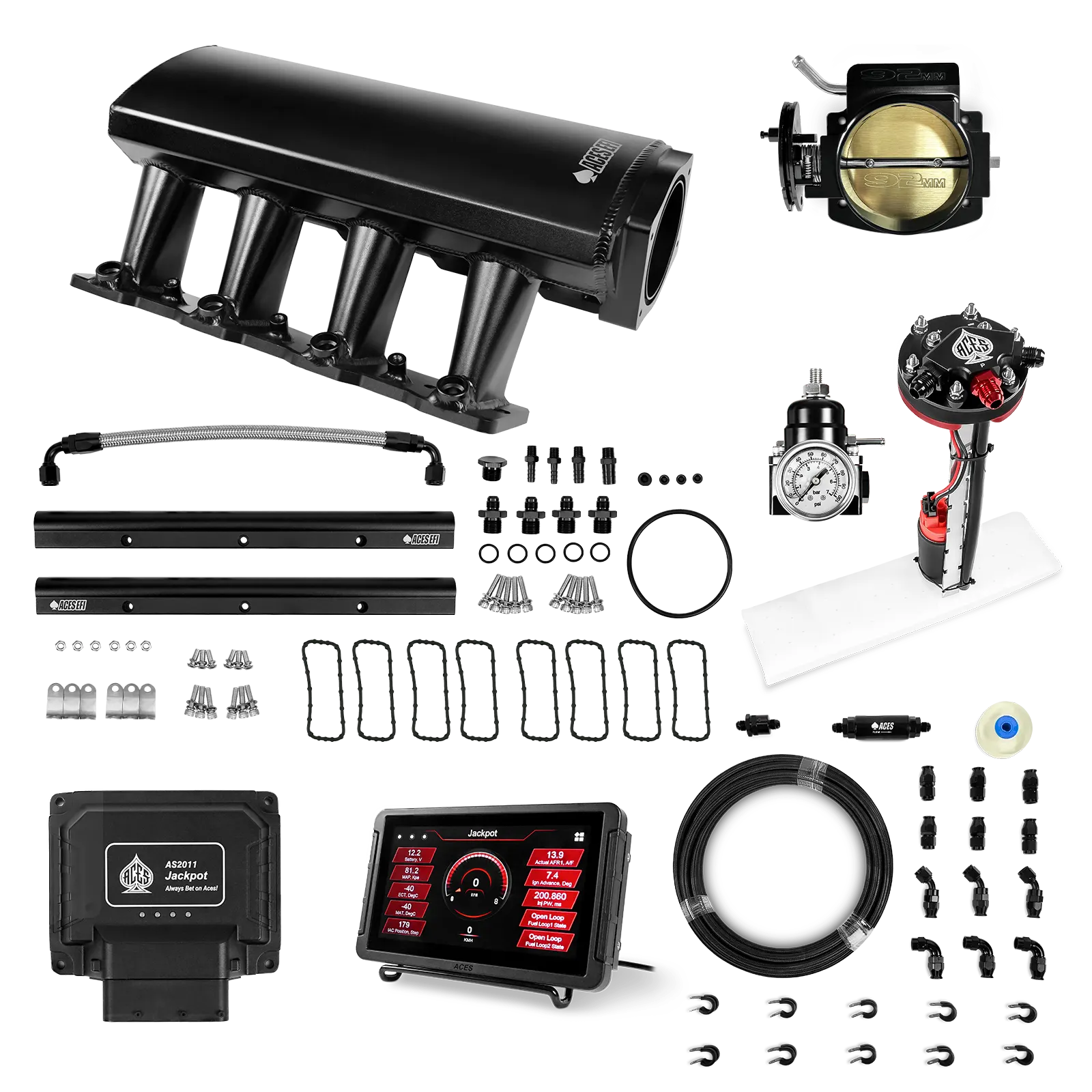 Jackpot LS EFI System - Master Kit with Tight Fit In-Tank Pump Module + 40' PTFE Hose Kit