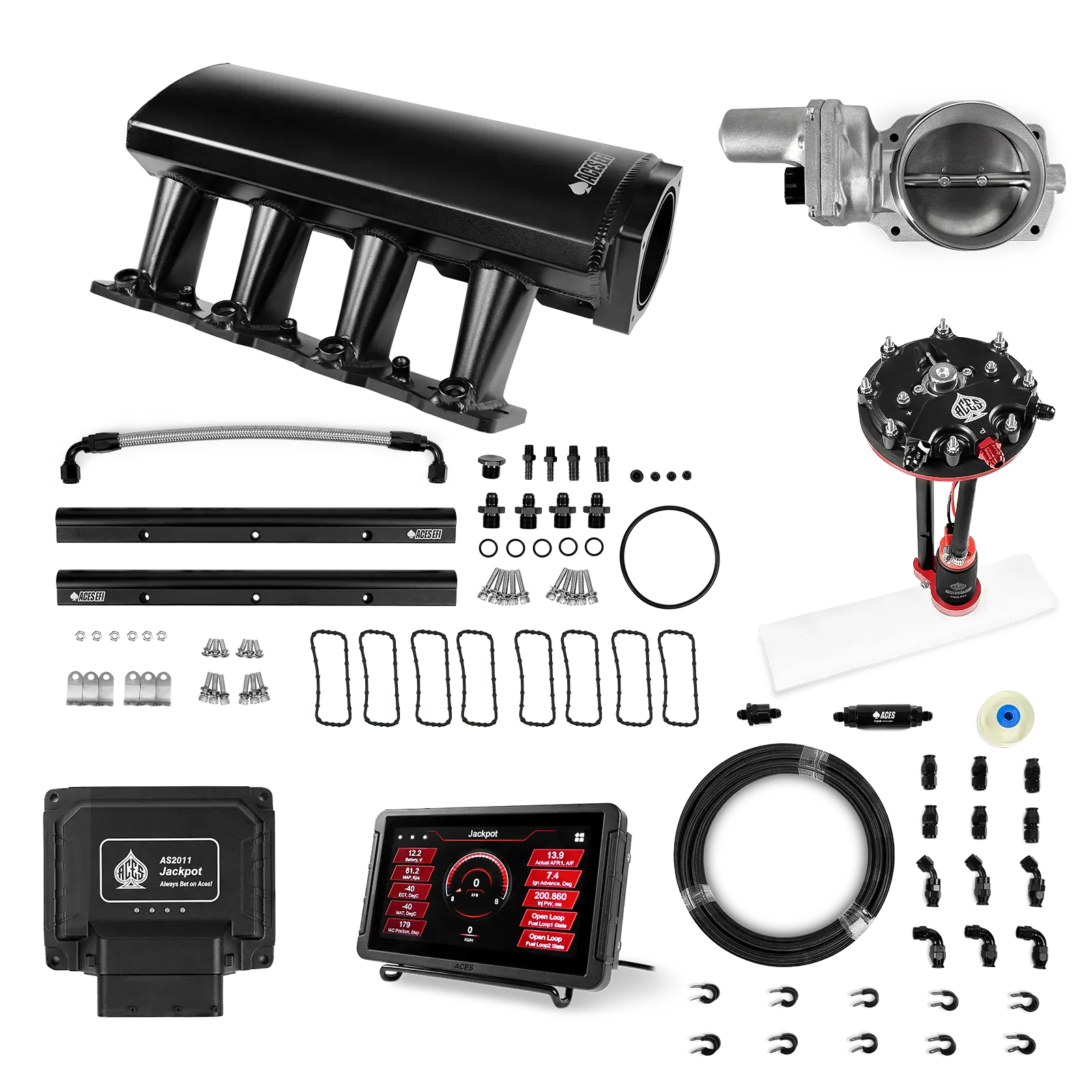 Jackpot LS EFI System - Master Kit with Tank Conversion Pump Module with Internal Regulator + 20' PTFE Hose Kit