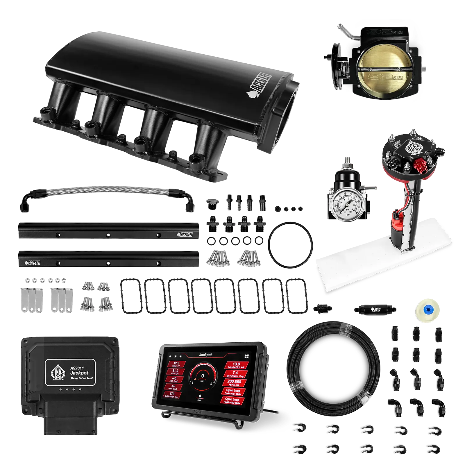 Jackpot LS EFI System - Master Kit with Tight Fit In-Tank Pump Module + 40' PTFE Hose Kit