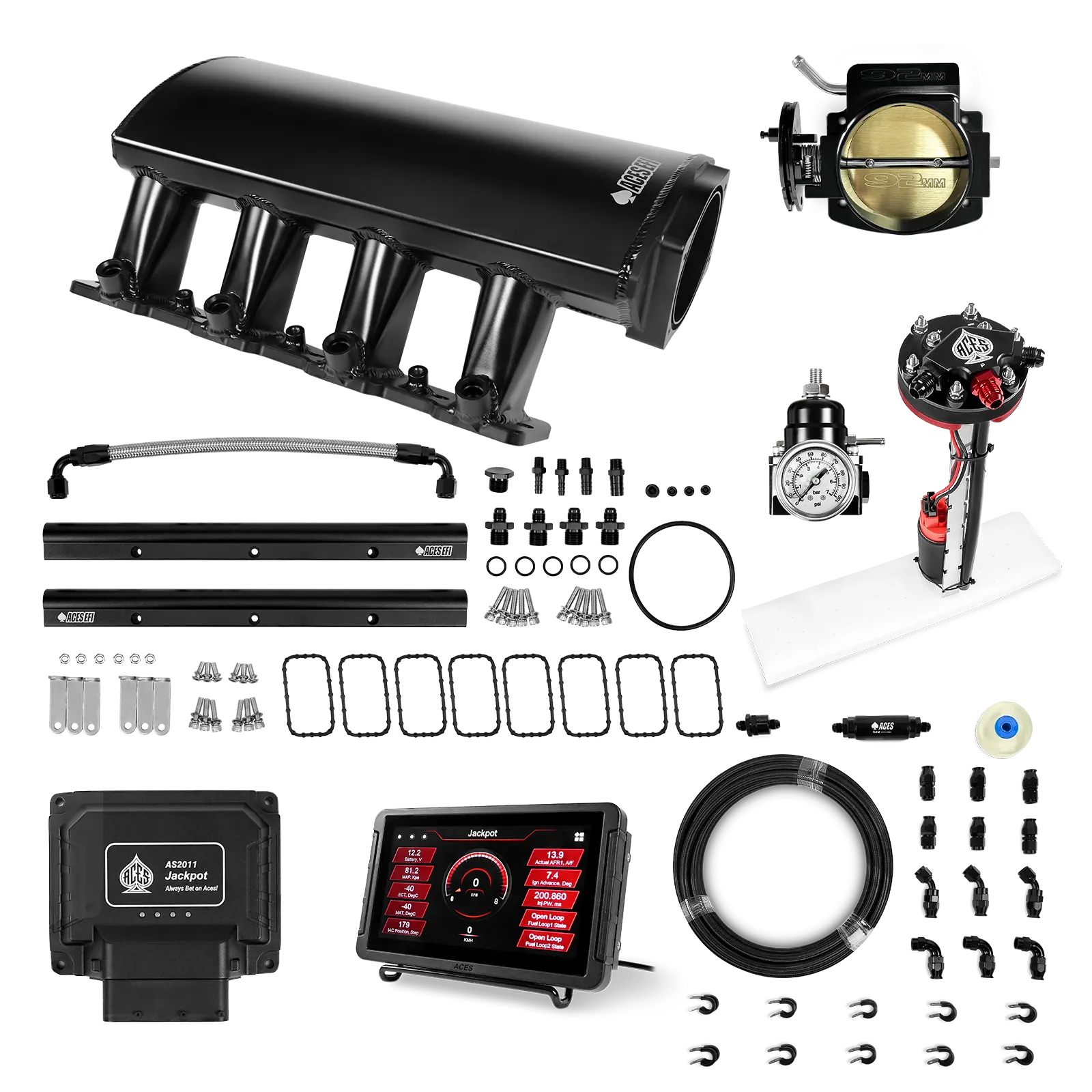 Jackpot LS EFI System - Master Kit with Tight Fit In-Tank Pump Module + 40' PTFE Hose Kit